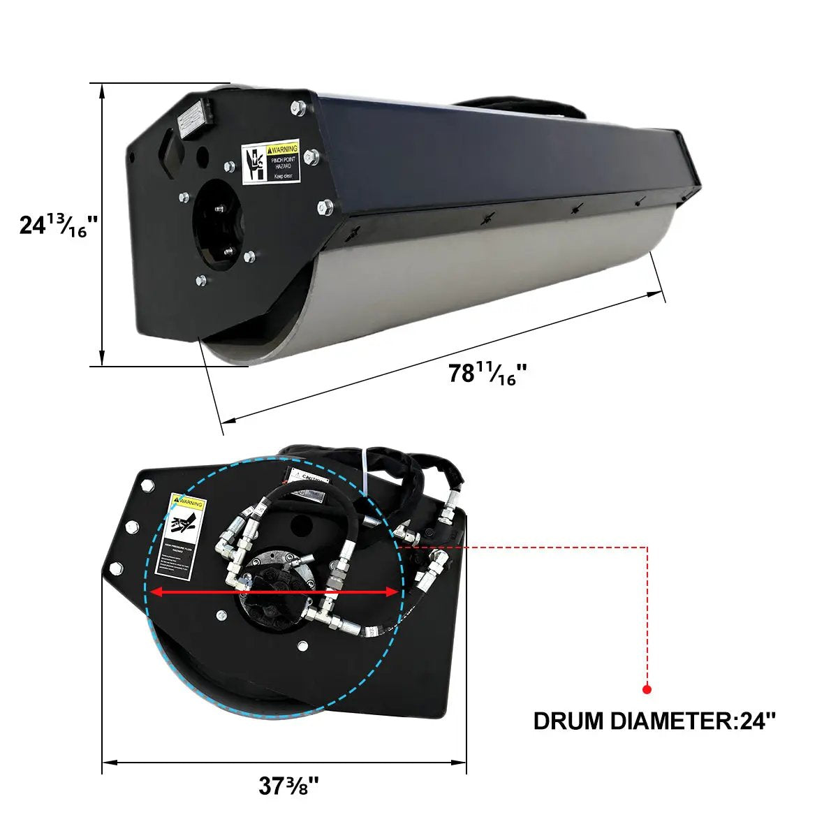 Greatbear 72" Skid Steer Vibratory Roller 24" Smooth Drum Attachment by Chery Industrial