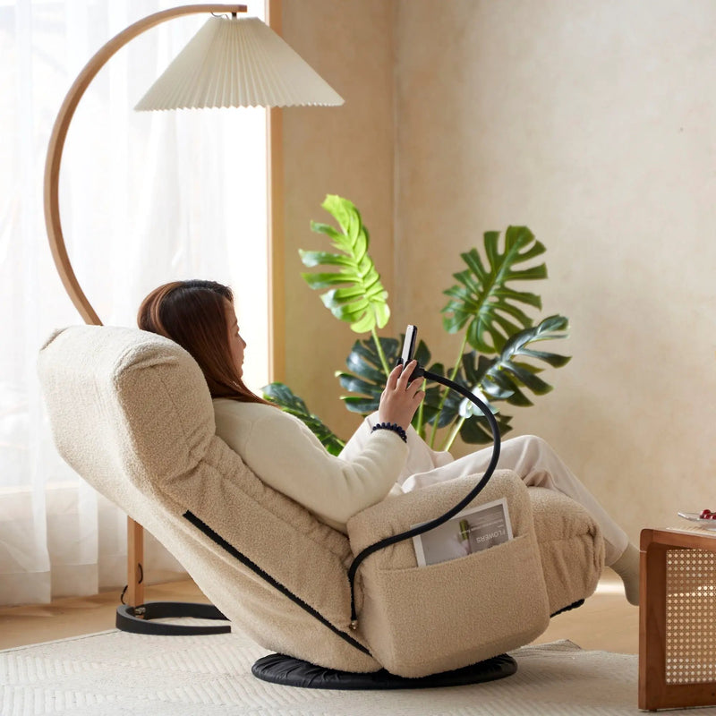 Adjustable Swivel Lounge Chair With 360 Degree Rotating Seat And Headrest Support by Unique Piece Furniture