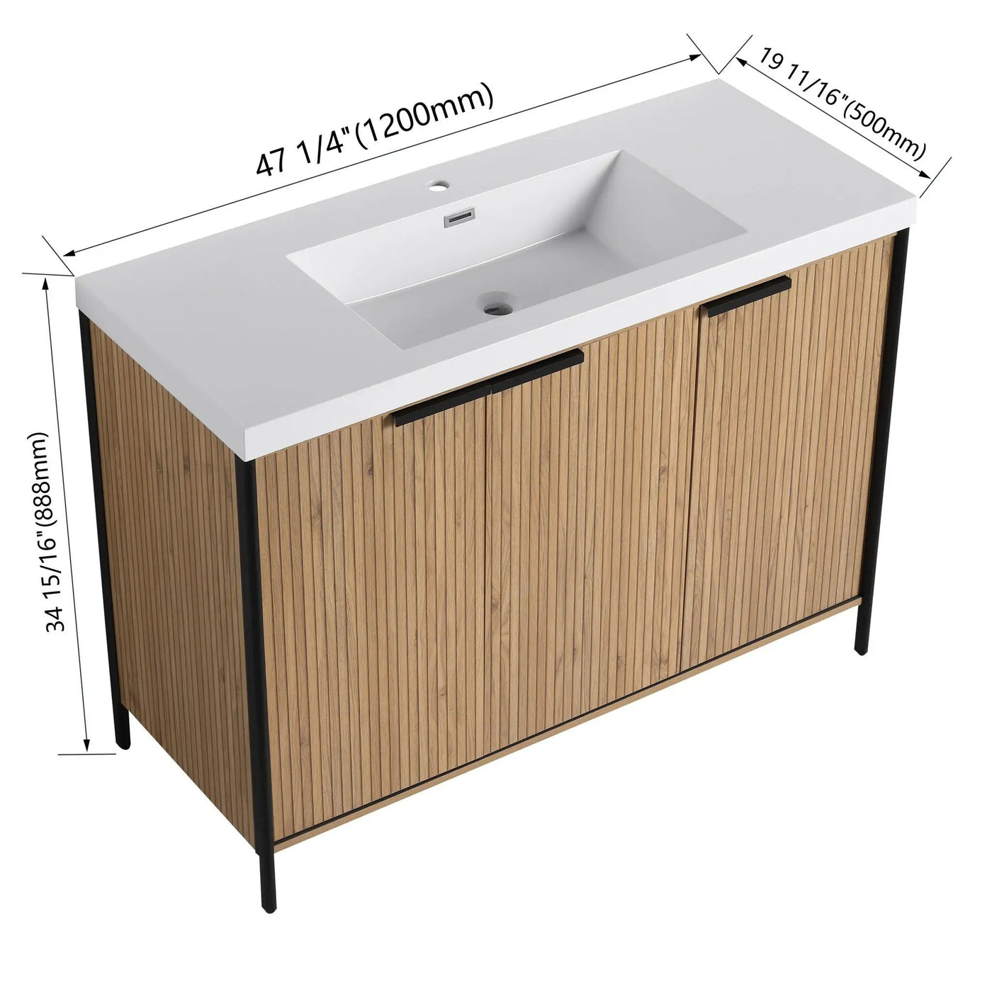 Modern Freestanding Bathroom Vanity With Resin Sink & Soft Close Cabinet Doors by HouseOfZazla