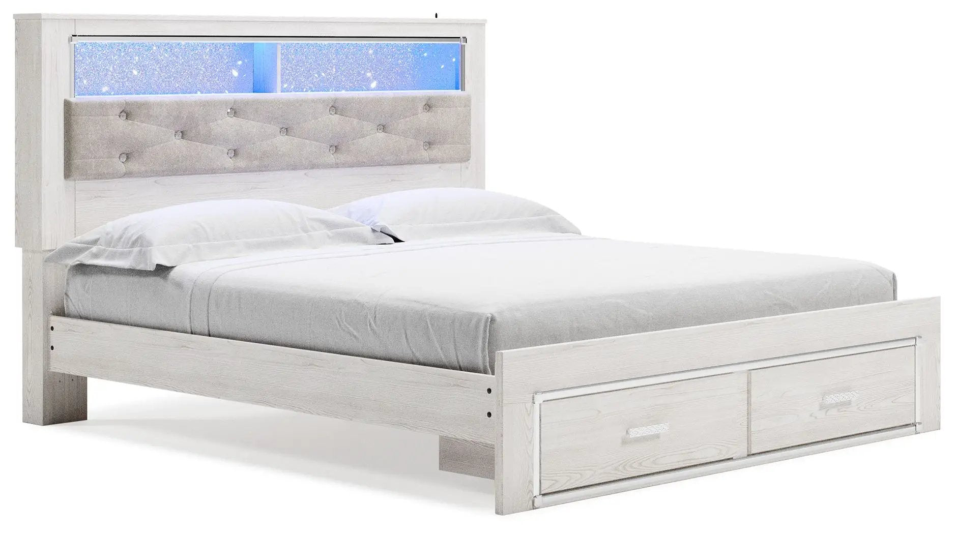 Altyra - King Upholstered Bookcase Bed With Storage - White by Unique Piece Furniture
