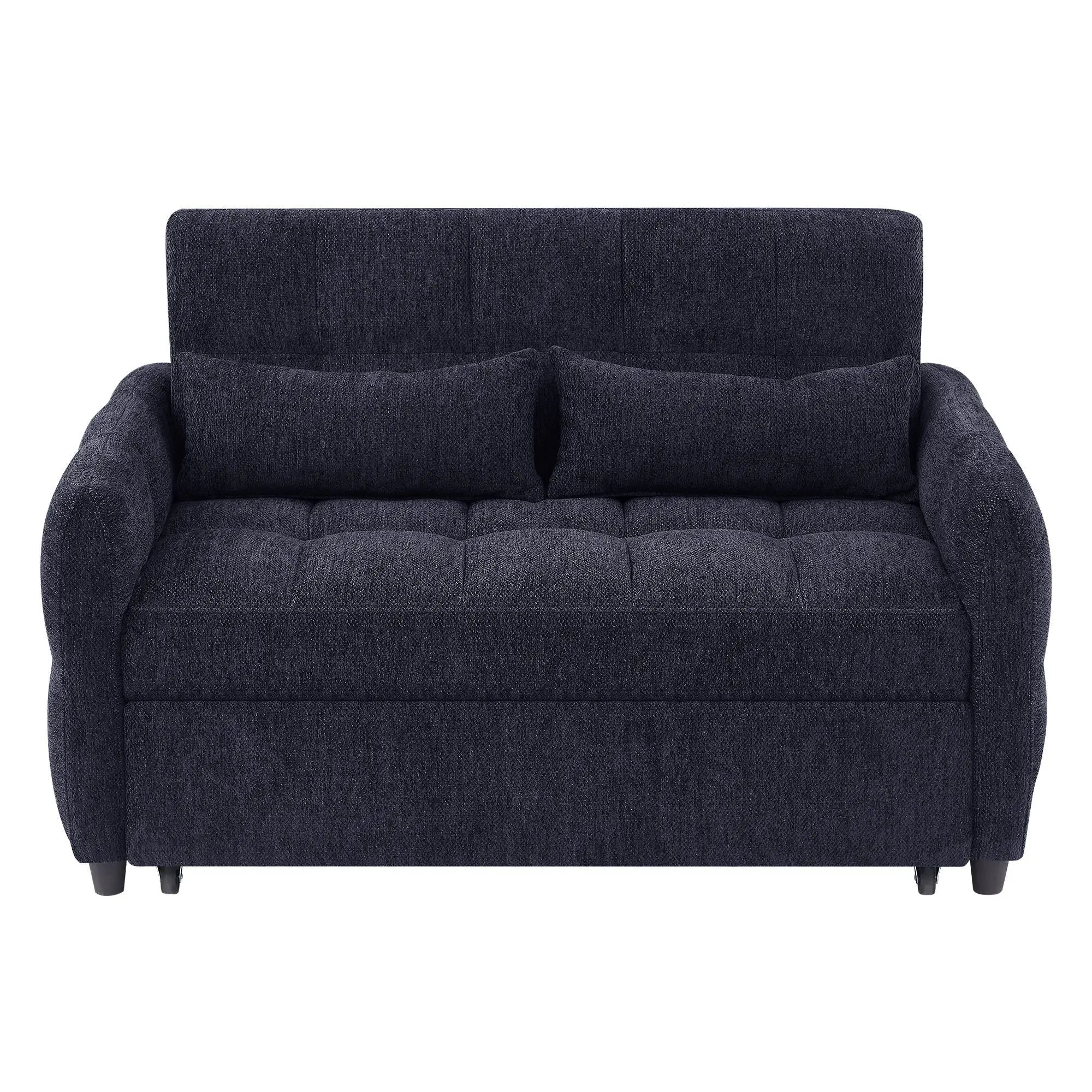 Loveseat Sofa Pull-Out Bed With Adjustable Backrest, 3 USB Ports And 2 Lumbar Pillows For Living Room by HouseOfZazla