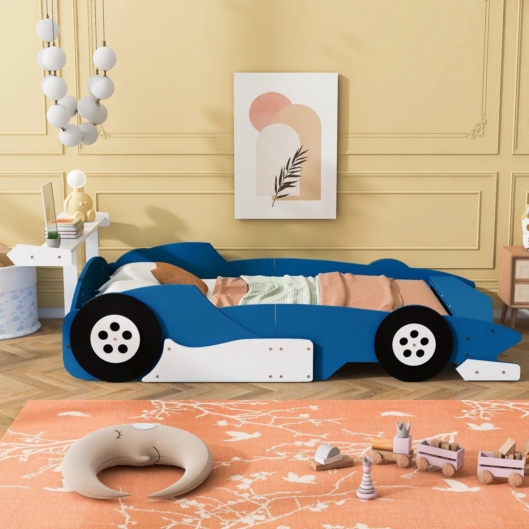 Race Car-Shaped Platform Bed With Wheels by Unique Piece Furniture