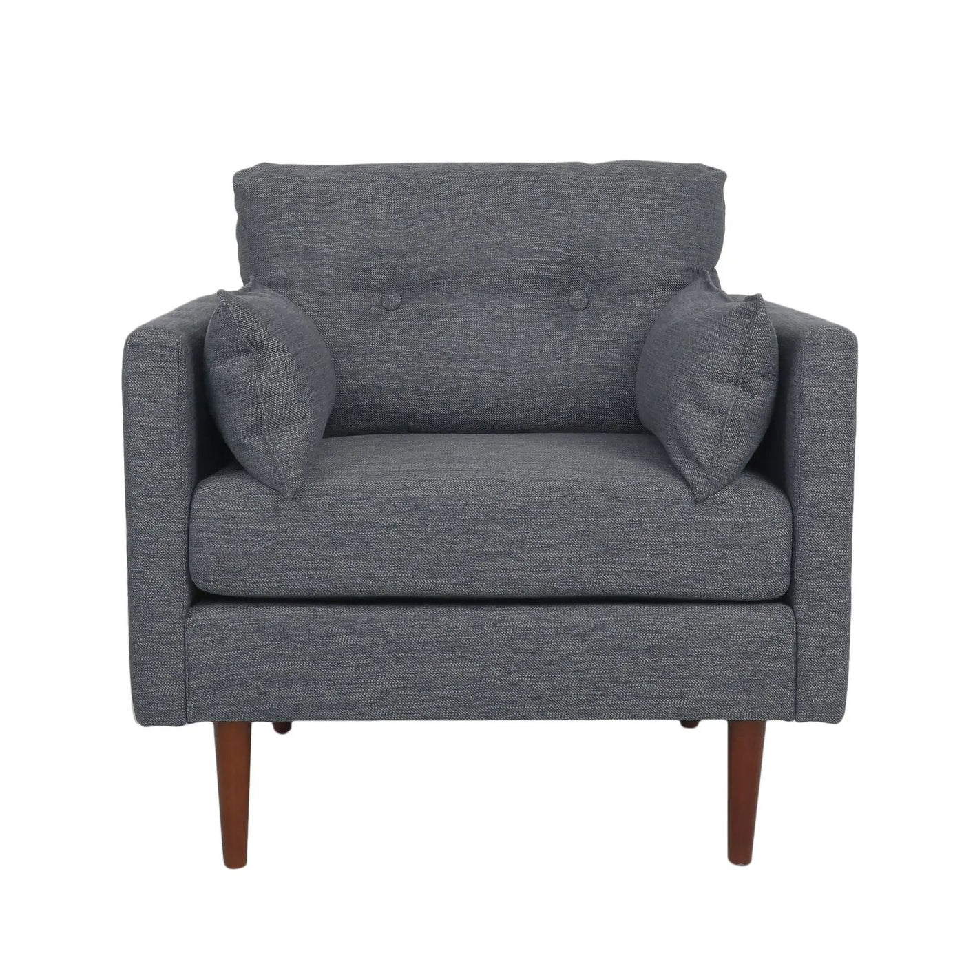 Enchantica Upholstered Fabric Club Chair with Button Tufting and 2 Accent Pillows by HouseOfZazla