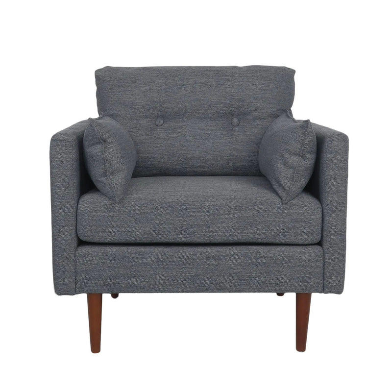 Enchantica Upholstered Fabric Club Chair with Button Tufting and 2 Accent Pillows by HouseOfZazla