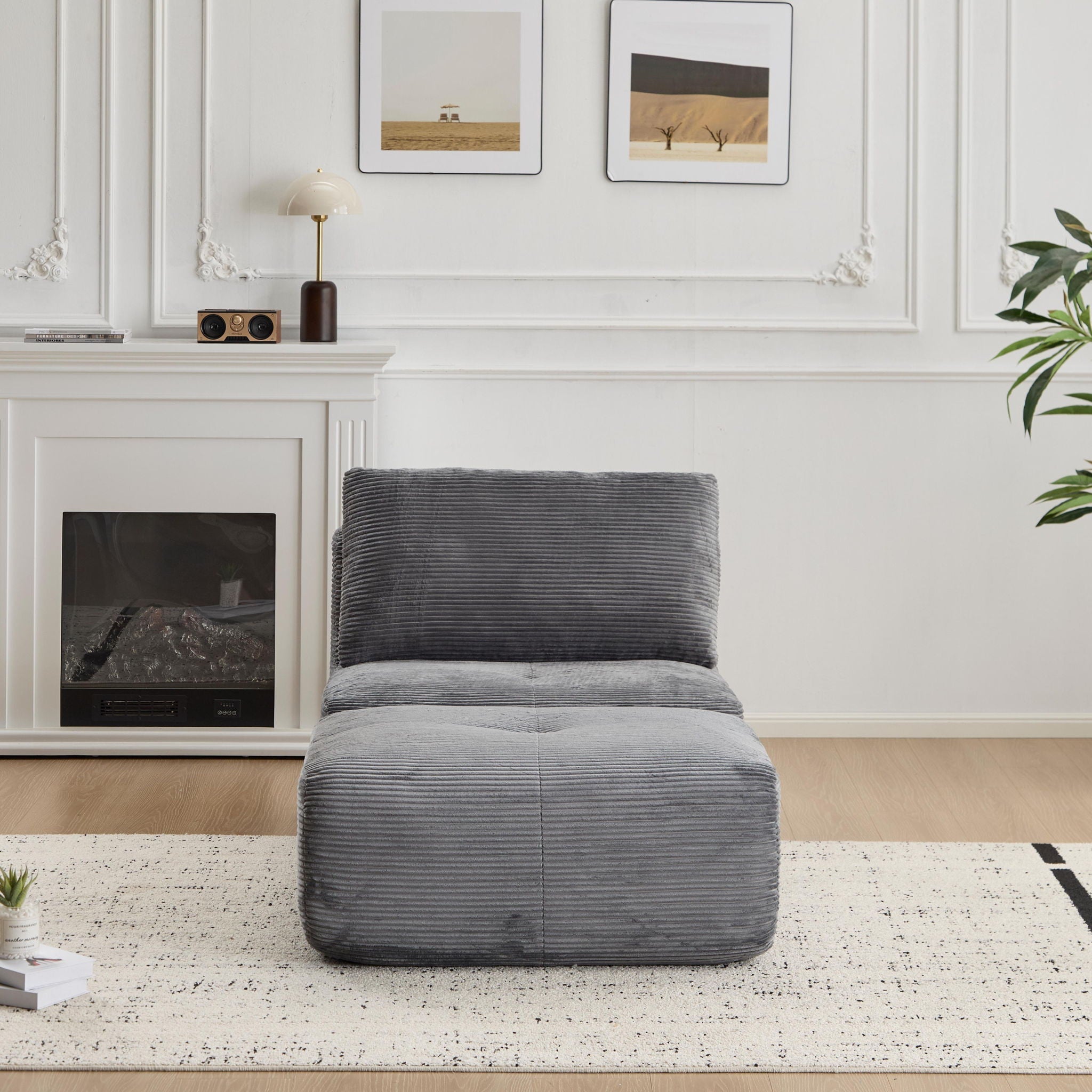 Single Chaise Longue With Movable Ottoman For Living Room