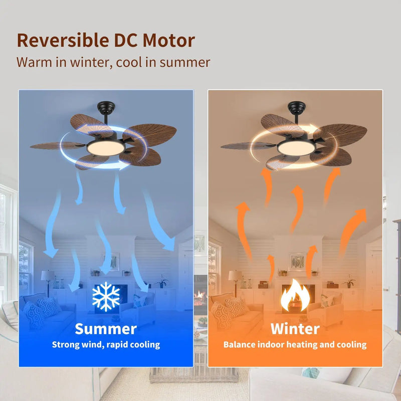 52-Inch Tropical Palm Leaf Ceiling Fan with Lights & Remote Control by HouseOfZazla