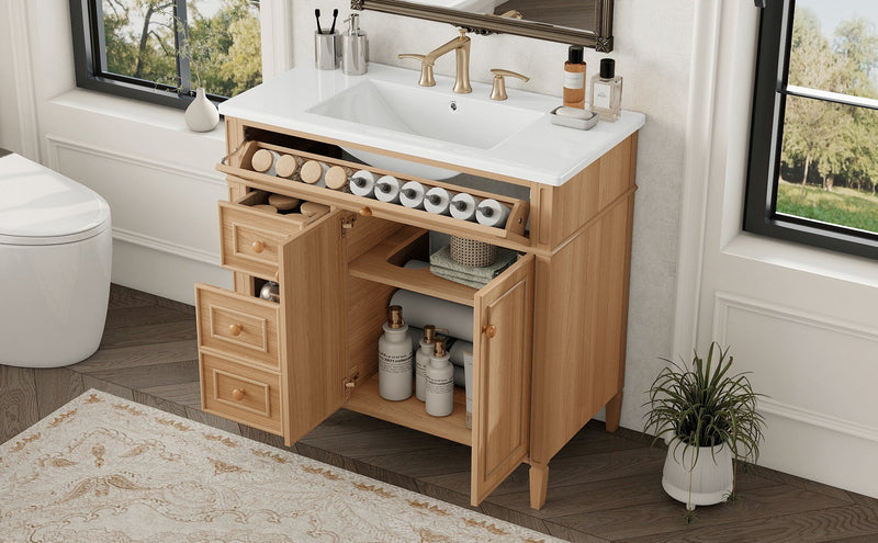 36" Bathroom Vanity with Sink, Solid Wood & MDF Cabinet by HouseOfZazla