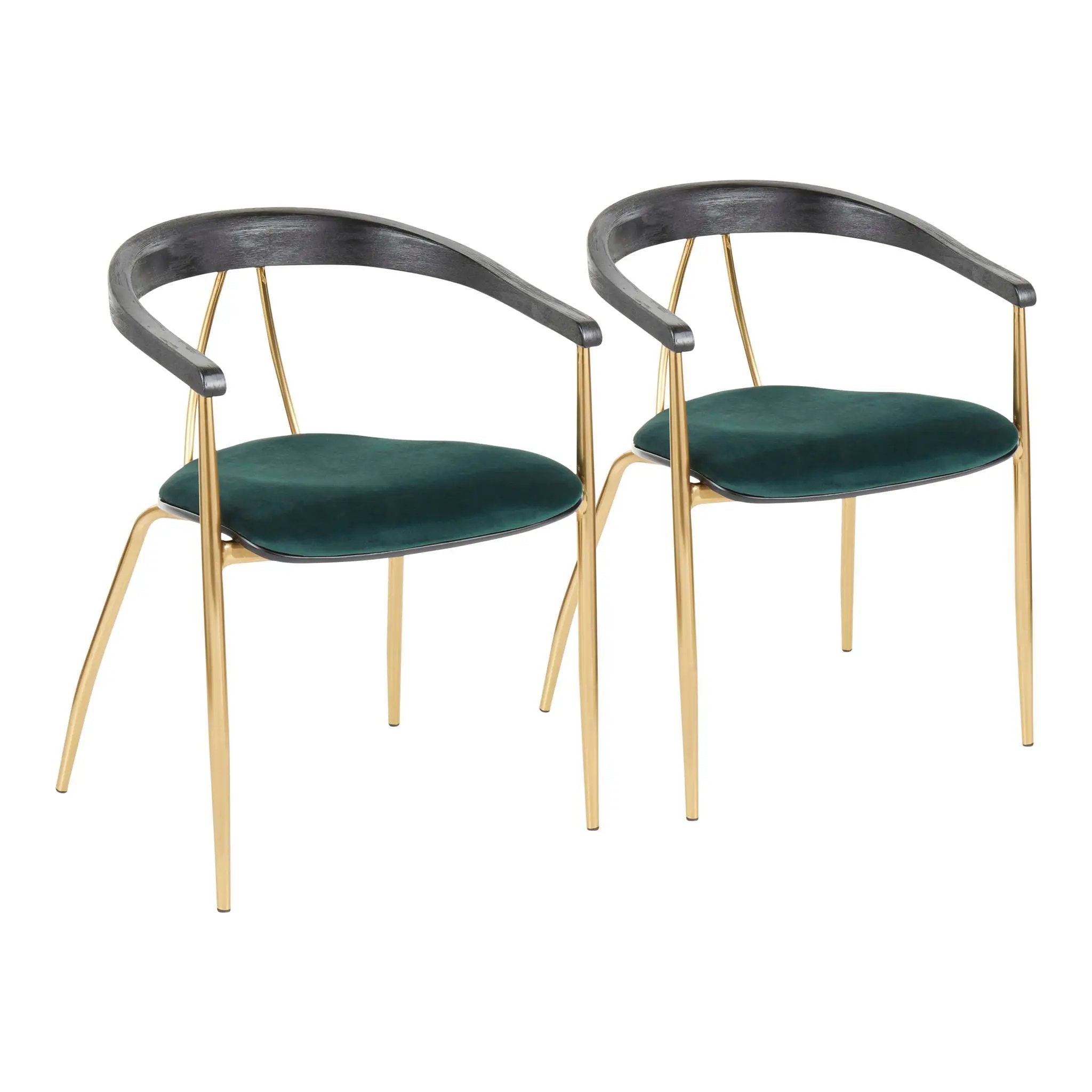 Vanessa - Contemporary Chair (Set of 2) - Gold / Green - Black by HouseOfZazla