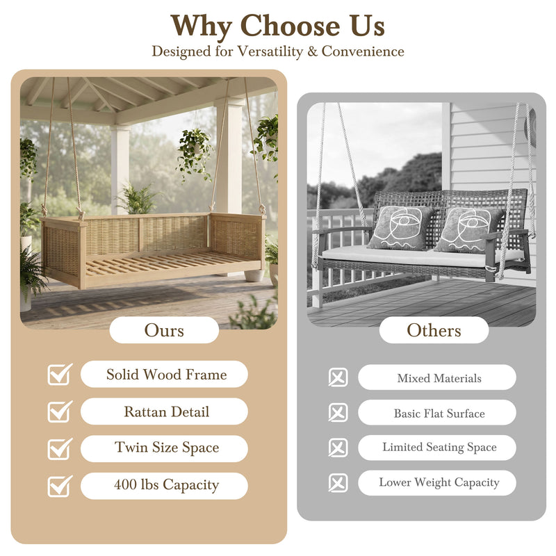 TOPMAX Outdoor Classic Solid Wood Twin Size Swing Bed by HouseOfZazla
