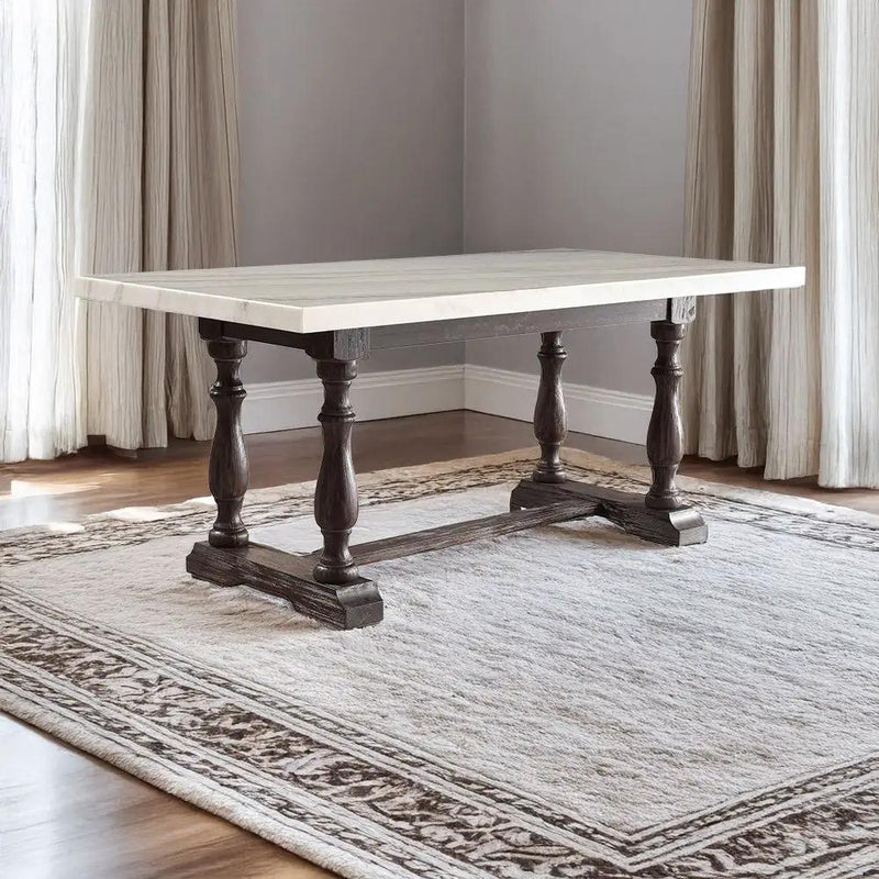 Gerardo - 31" Dining Table - White Marble Top & Weathered Espresso by Unique Piece Furniture