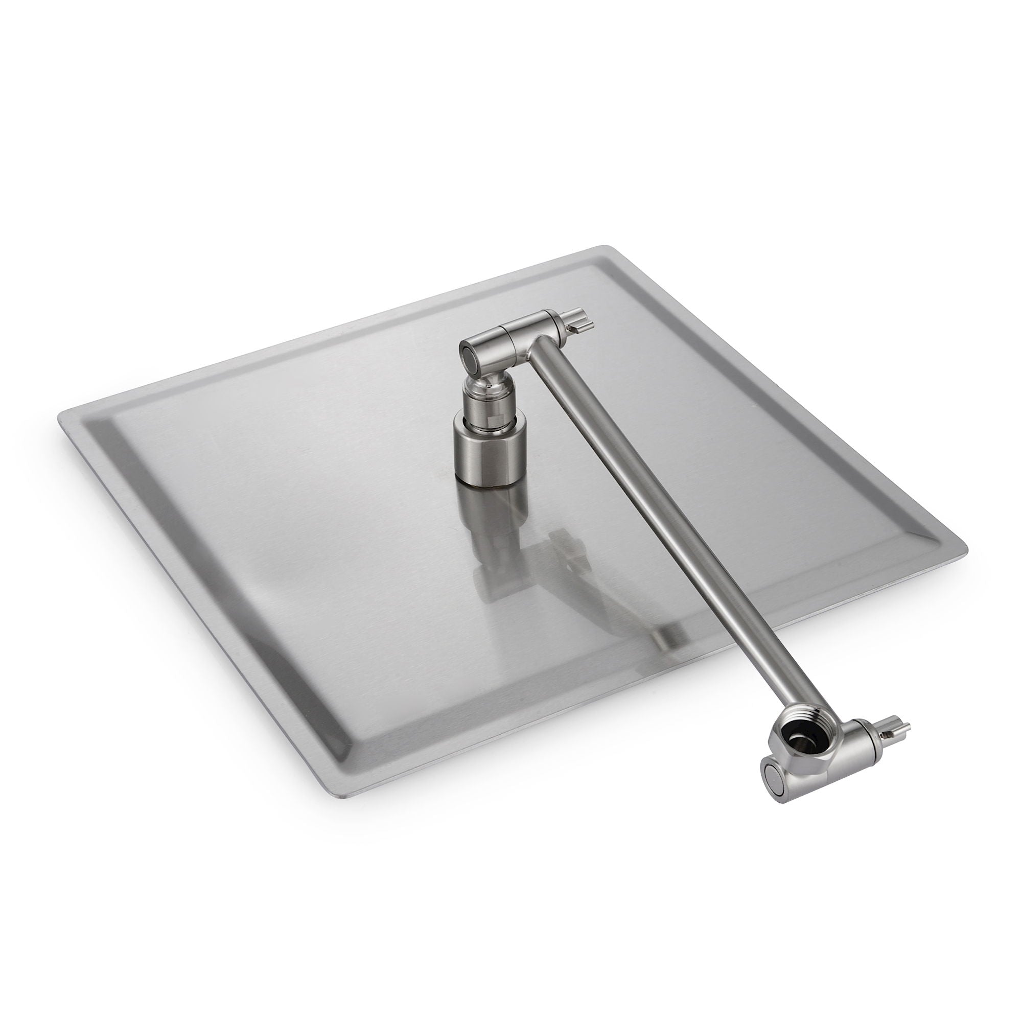 Luxury Rain Shower Head With Adjustable Arm, 10" Square, Stainless Steel - Brushed Nickel by HouseOfZazla