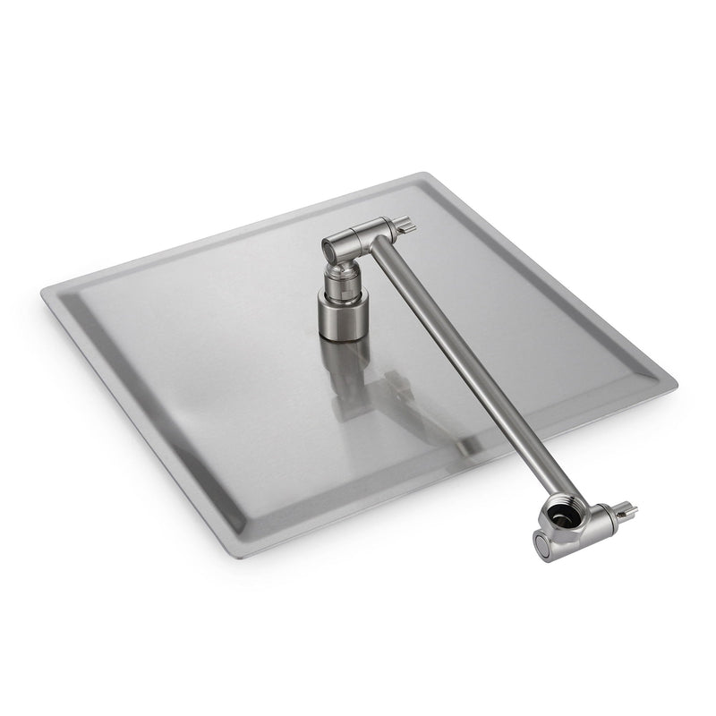 Luxury Rain Shower Head With Adjustable Arm, 10" Square, Stainless Steel - Brushed Nickel by HouseOfZazla