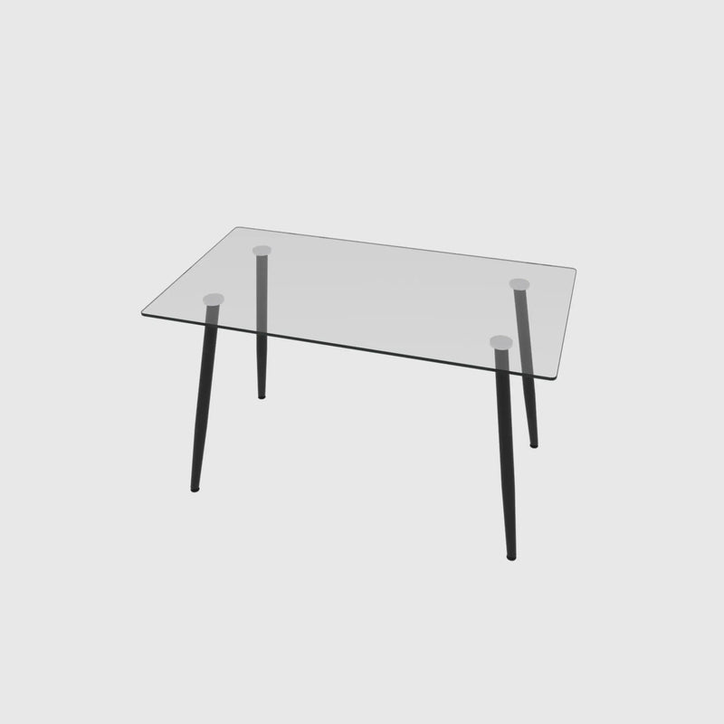 Modern Minimalist Rectangular Glass Dining Table With Tempered Glass Top Metal Legs, For 4 - 6 - Transparent by HouseOfZazla