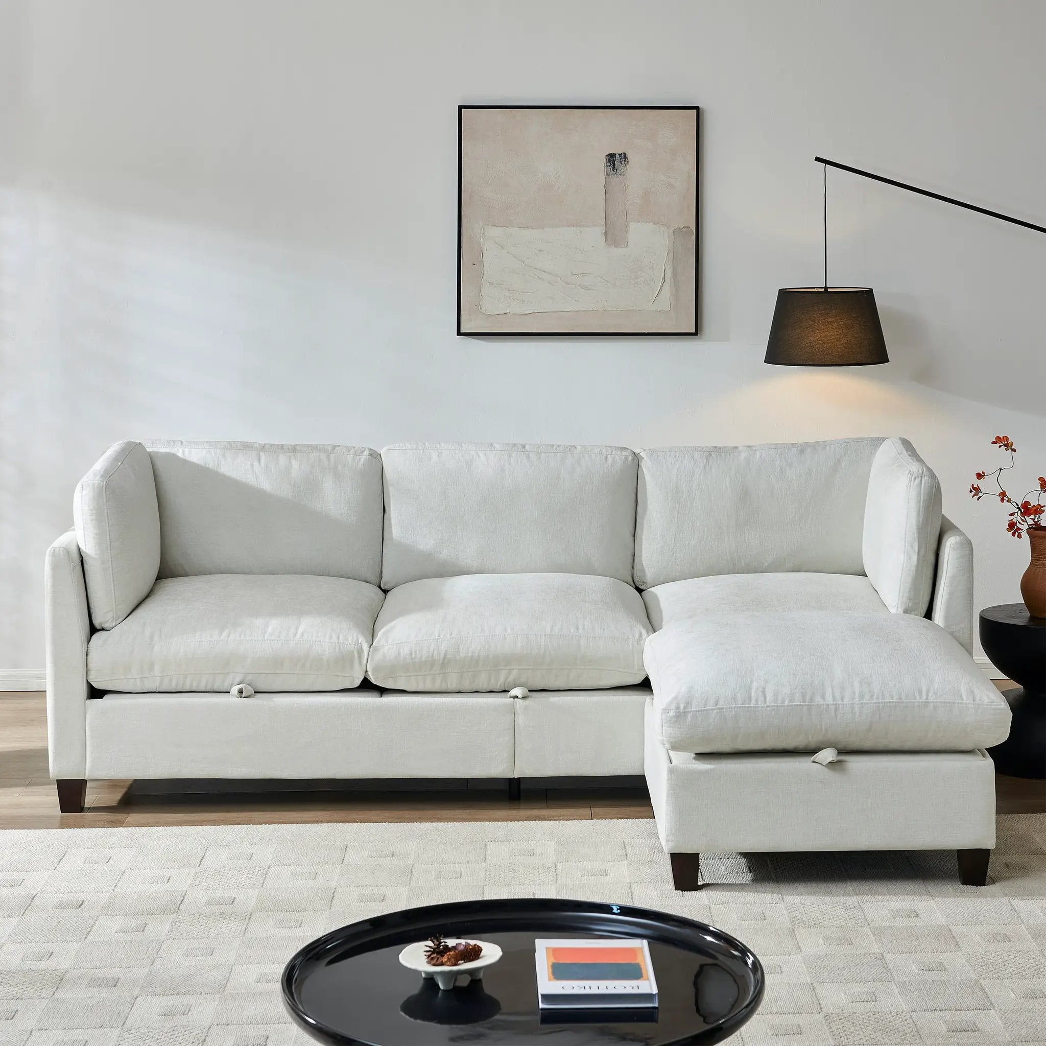 96.5" Sectional Couch for Living Room, Upholstered Soft Chenille Fabric Sofa by HouseOfZazla
