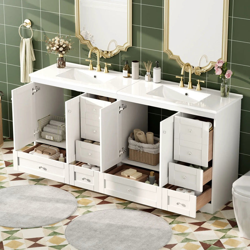 Shaker Free Standing Bathroom Vanity Cabinet & Sink, Soft Close Drawers, Soft Close Doors by HouseOfZazla