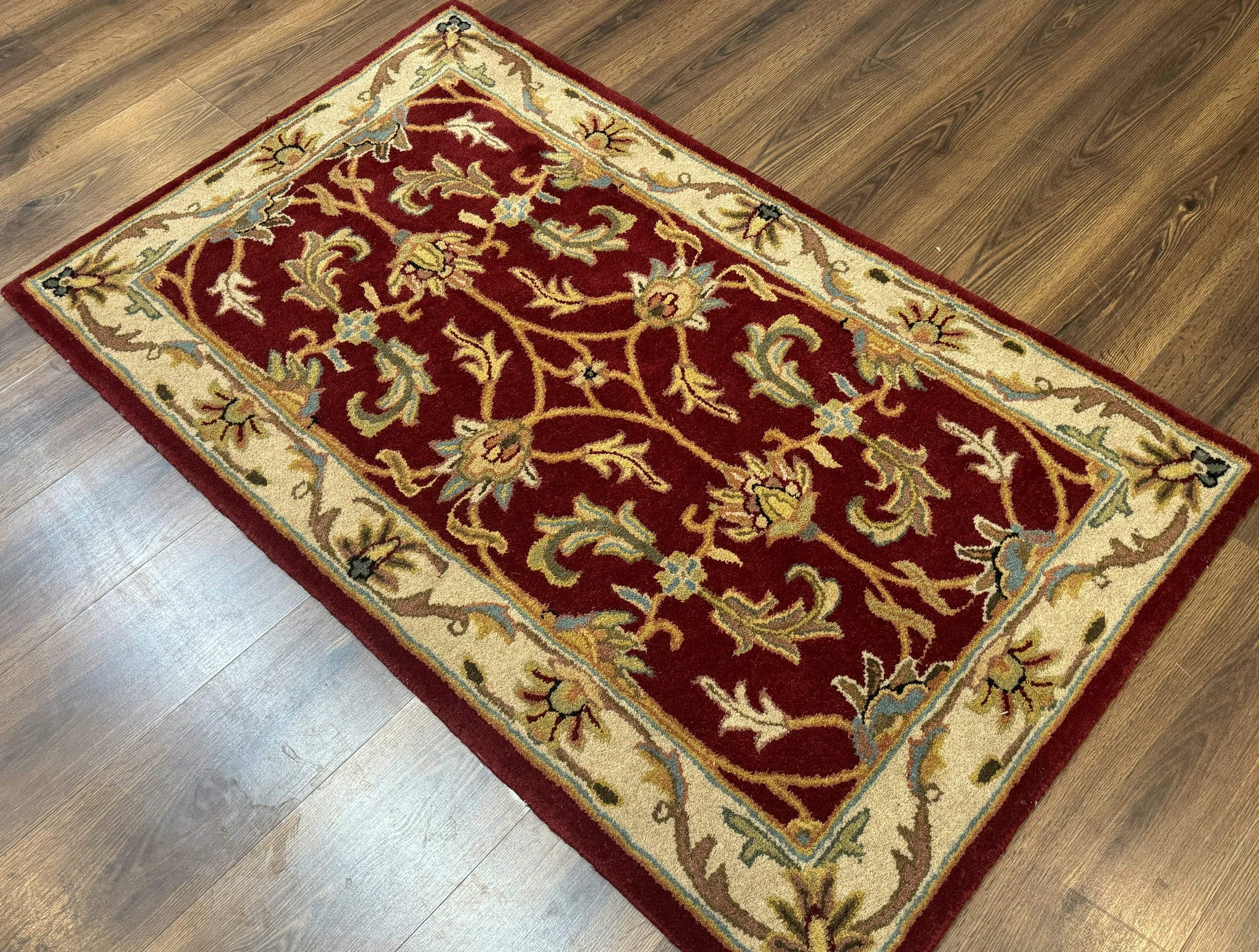 Small Floral Wool Rug 3x5, Safavieh Heritage Collection, Dark Red, Pair B by Jewel Rugs