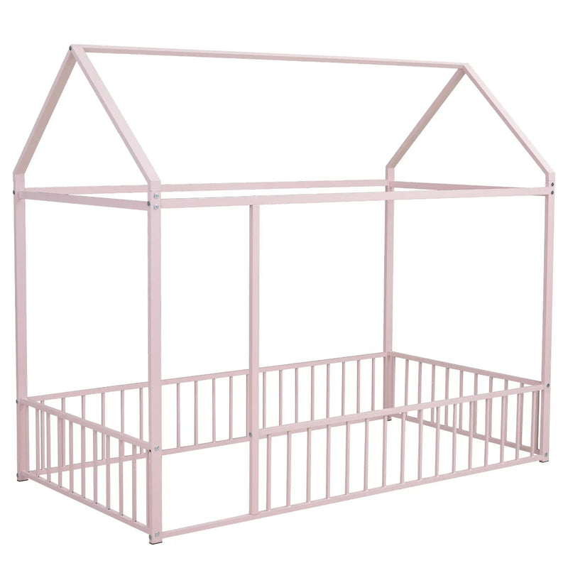 Metal Bed House Bed Frame With Fence by Unique Piece Furniture