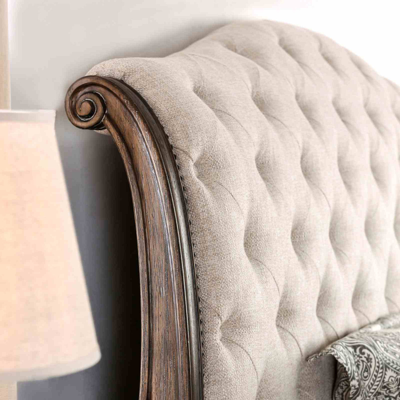 Sleigh Bed With Button Tufted Fabric Headboard And Footboard by HouseOfZazla
