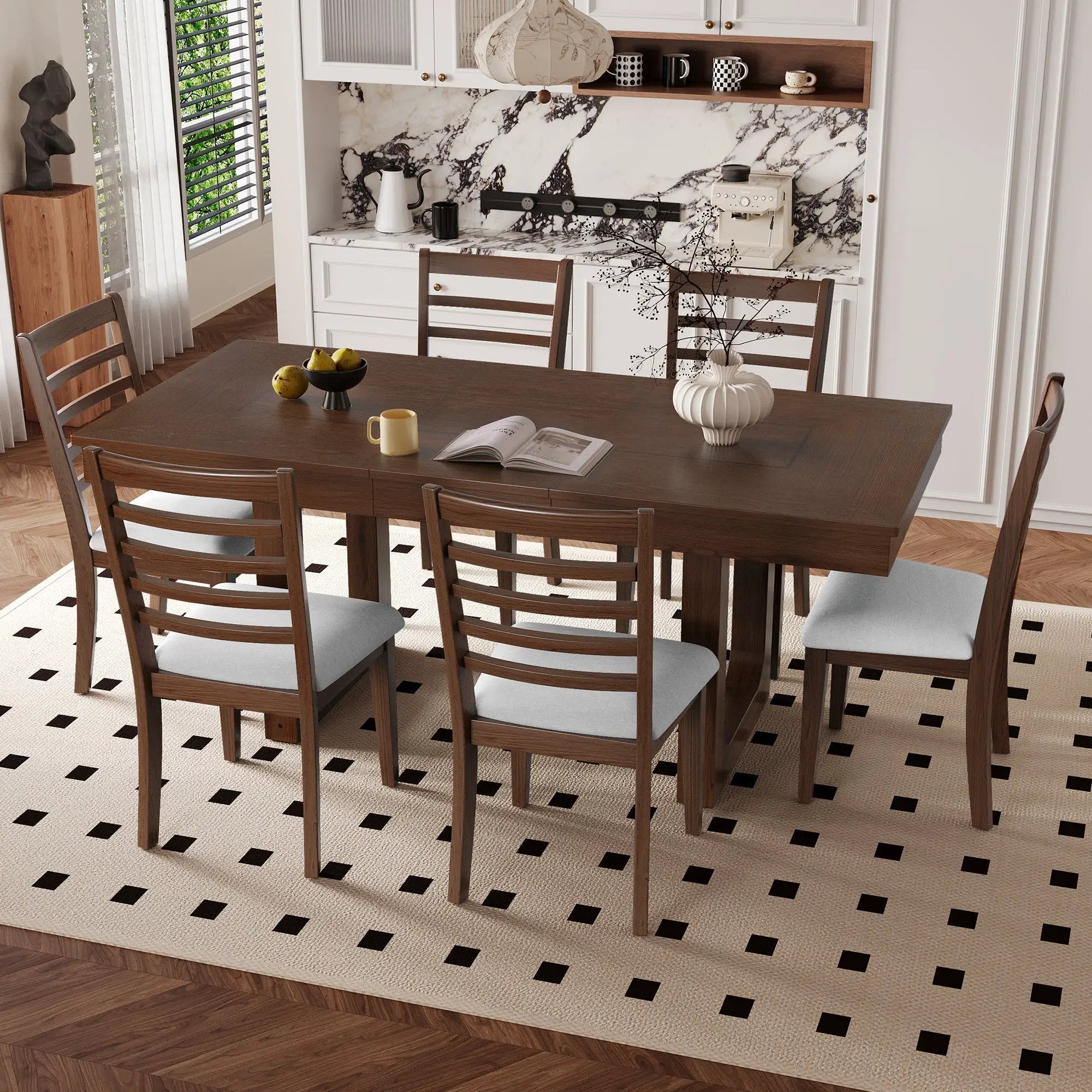 7-Piece Extendable Dining Table Set by HouseOfZazla