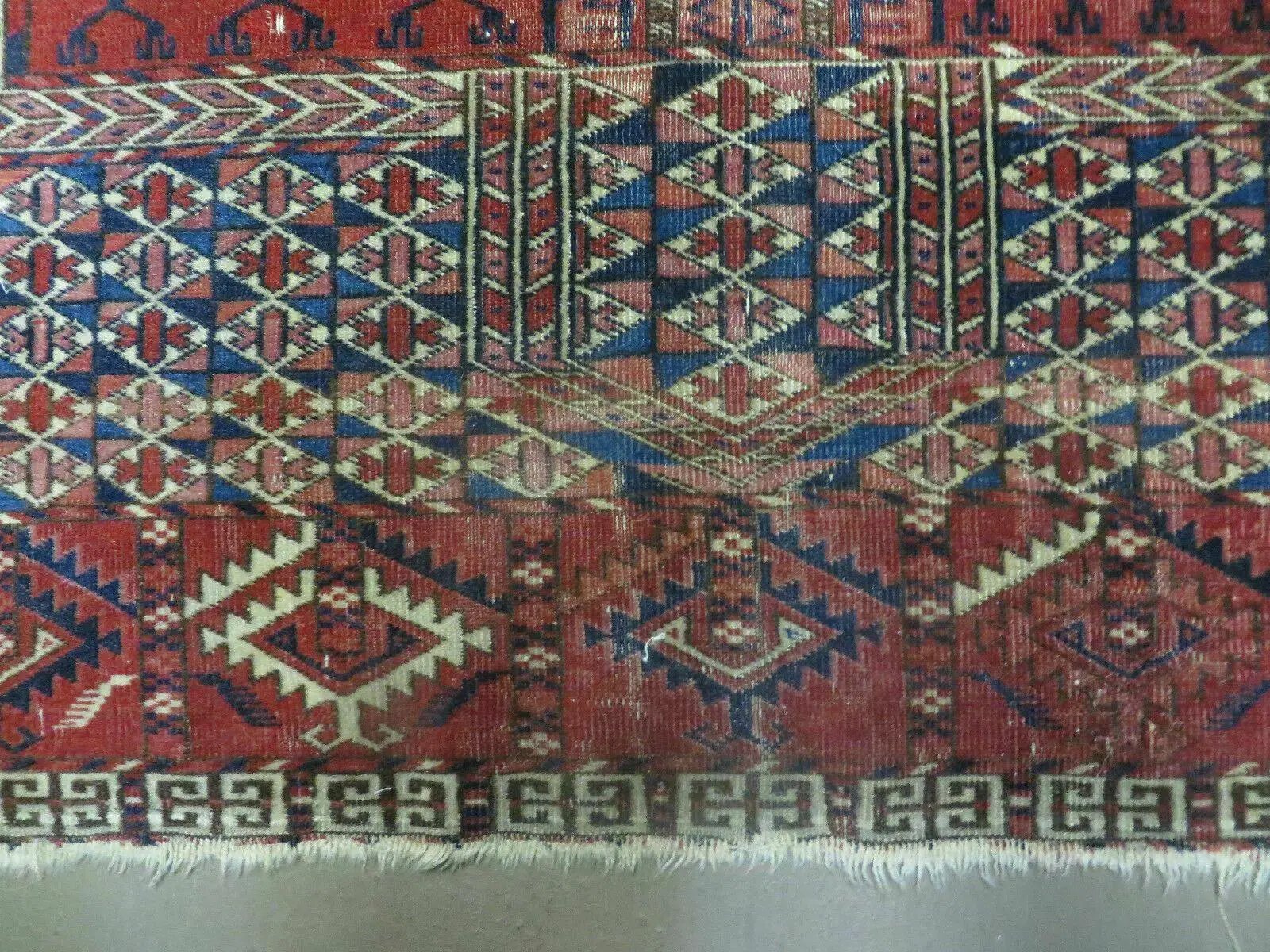 Antique Turkoman Rug 4x5, Ensi Hatchli Tekke Wool Rug by Jewel Rugs