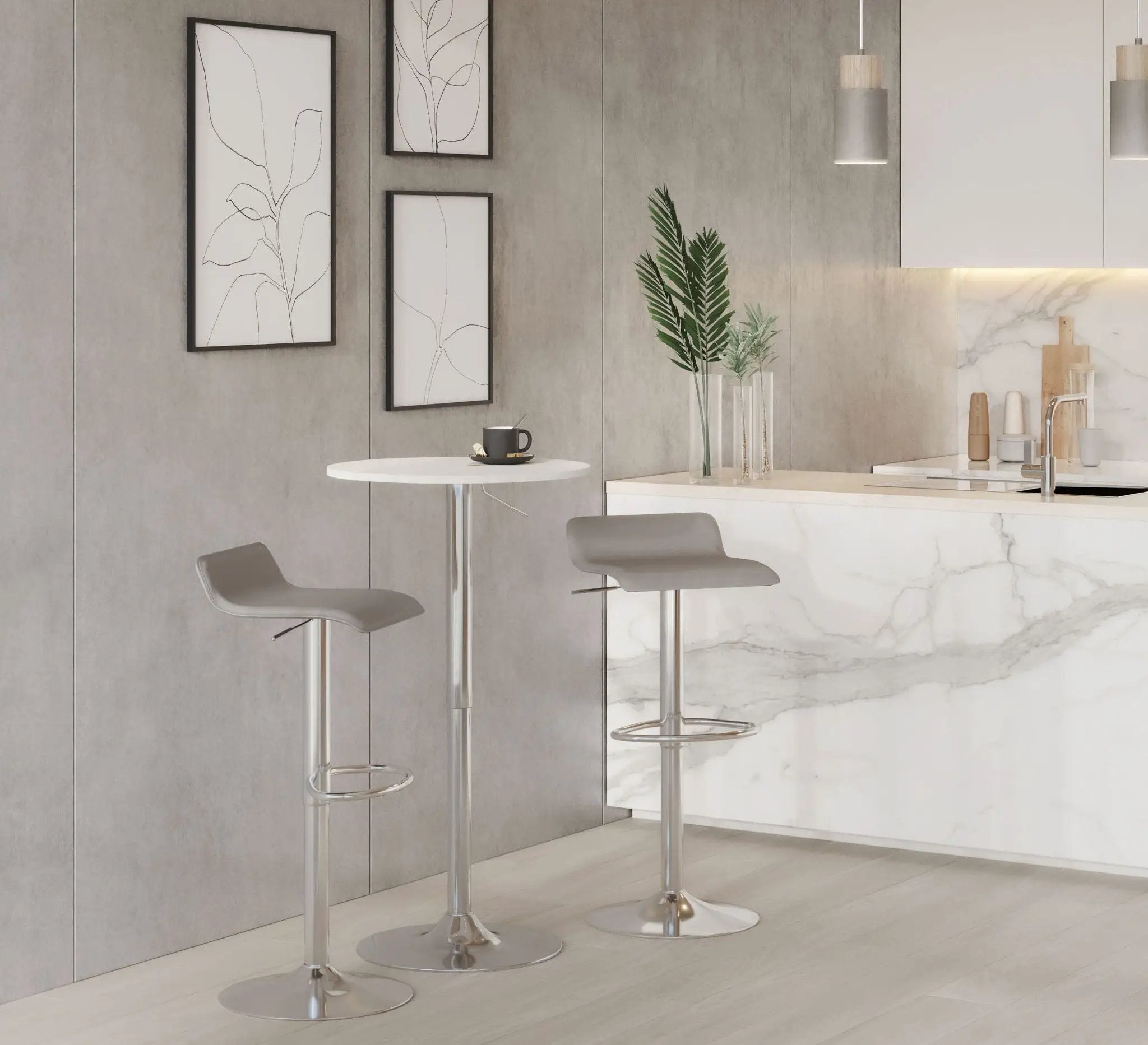 Adjustable Contemporary Bar Table - White by Unique Piece Furniture