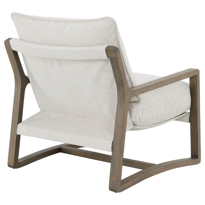 Geneva Boucle Upholstered Wood Arm Accent Chair Sand by Unique Piece Furniture