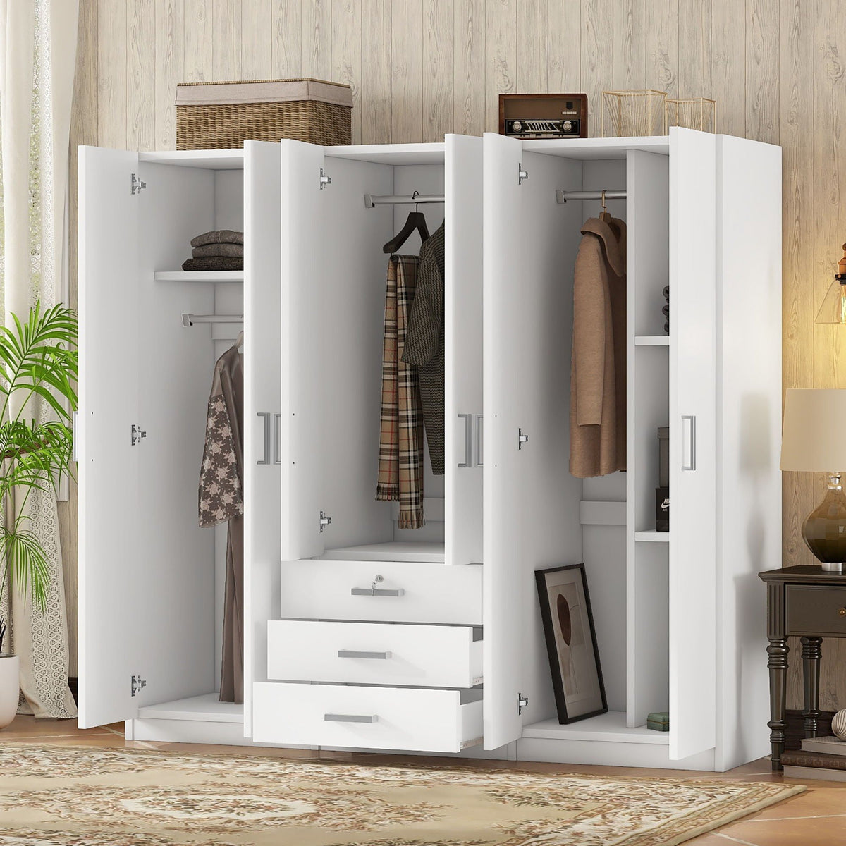 6 Doors Wardrobe Storage For Bedroom, With Big Drawers, photo 3 of 21