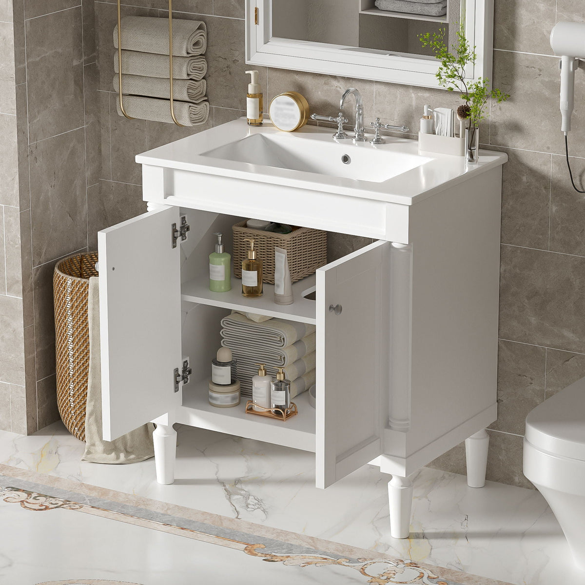 Bathroom Vanity Cabinet With Sink, Soft Close Doors, Storage Cabinet, photo 11 of 21