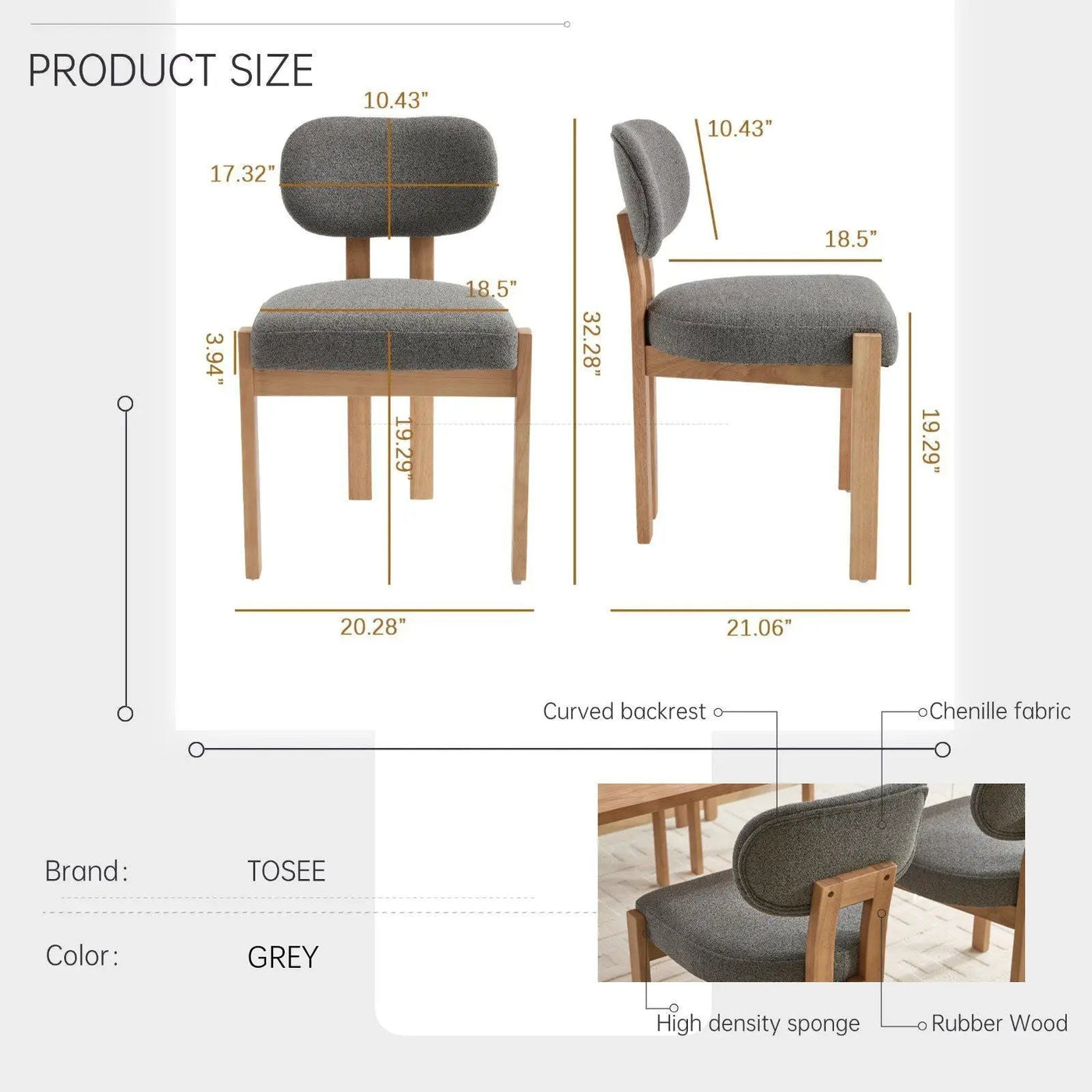 Dining Chairs With Ergonomic Backrest And Adjustable Feet (Set of 2) by HouseOfZazla