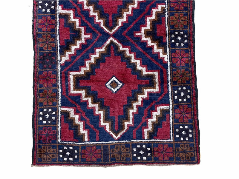 3 X 5 Vintage Handmade Tribal Wool Rug Balouchi Rug Afghan Rug Red Beige Nice by Jewel Rugs