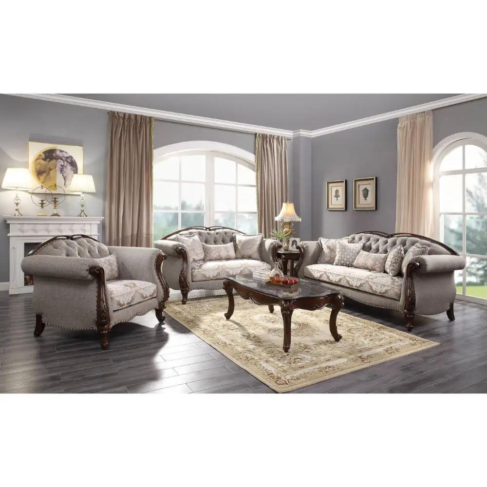 Miyeon - Sofa With 5 Pillows - Fabric & Cherry by Unique Piece Furniture