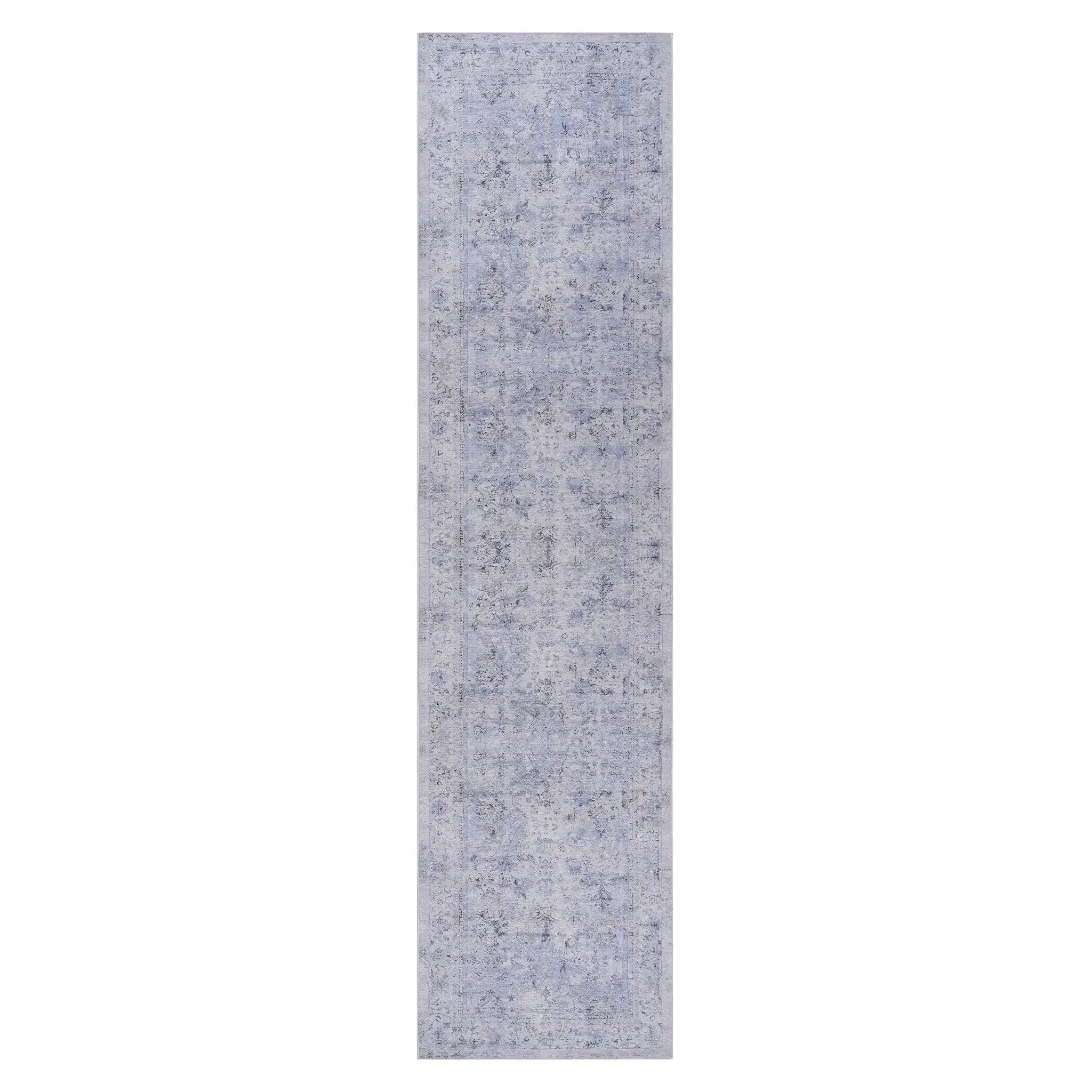 Maval - 2'6'' X 10' Washable Runner Rug - Blue / Cream by Unique Piece Furniture