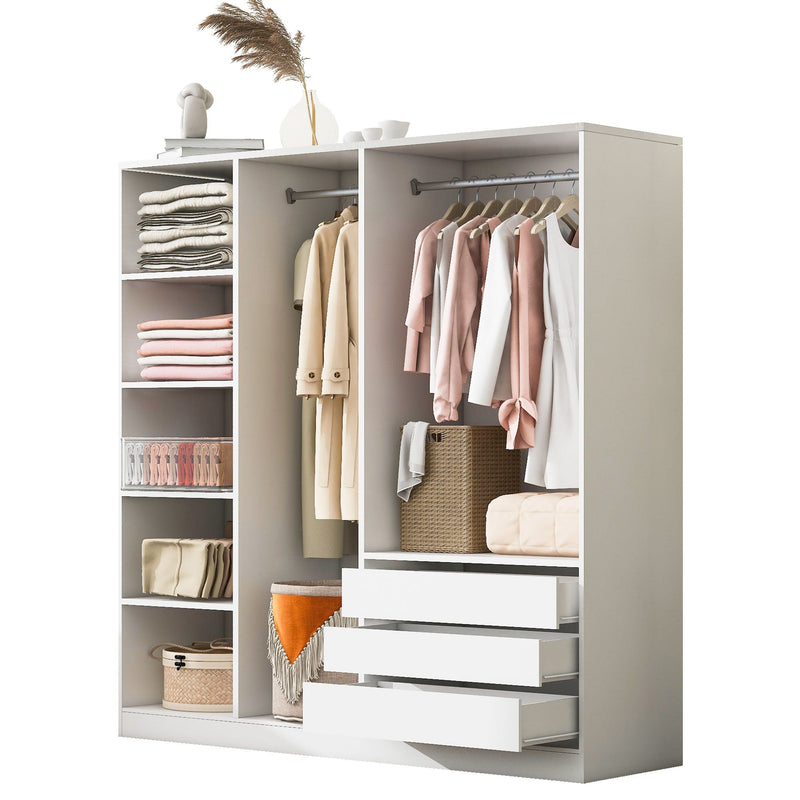 Doorless Storage Wardrobe For Dedroom With Shelves And 3 Drawers by HouseOfZazla