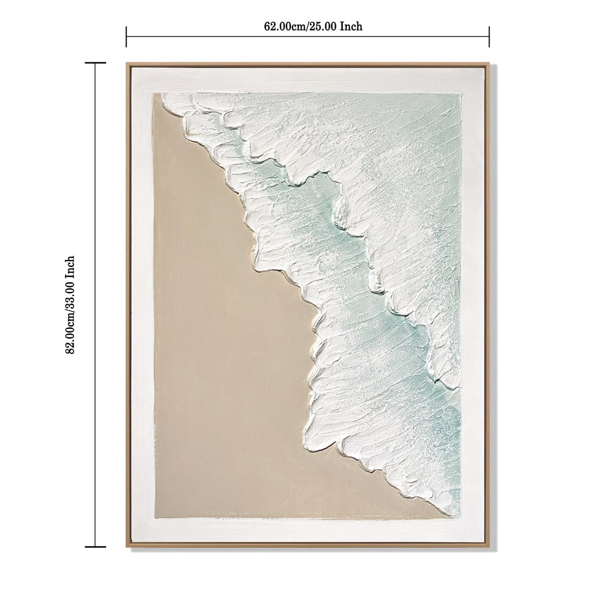 24x32 Framed Ocean Wave Wall Art Set with 3D Plaster Texture - Aqua, photo 4 of 10