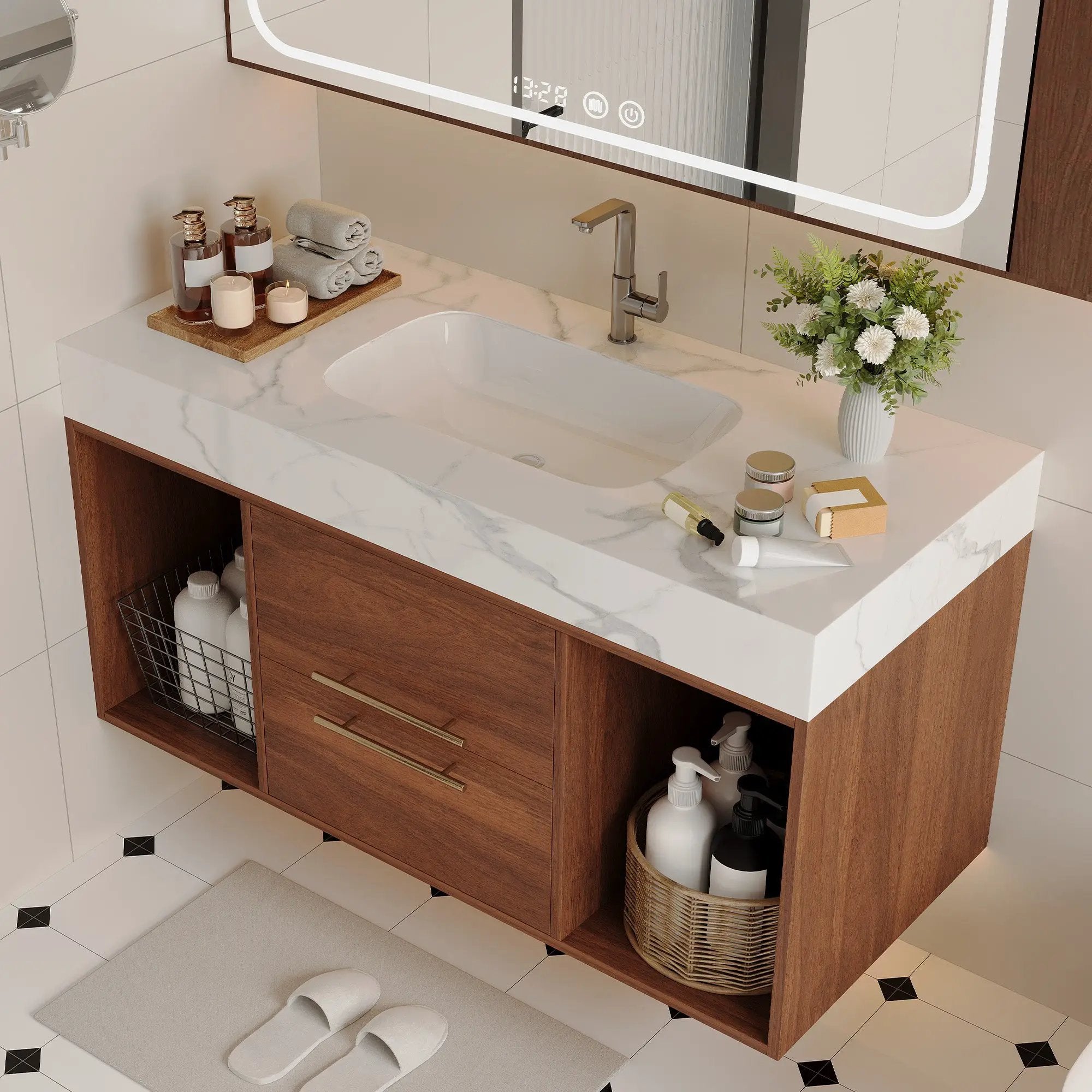 39.4" Floating Bathroom Vanity with Ceramic Sink by HouseOfZazla