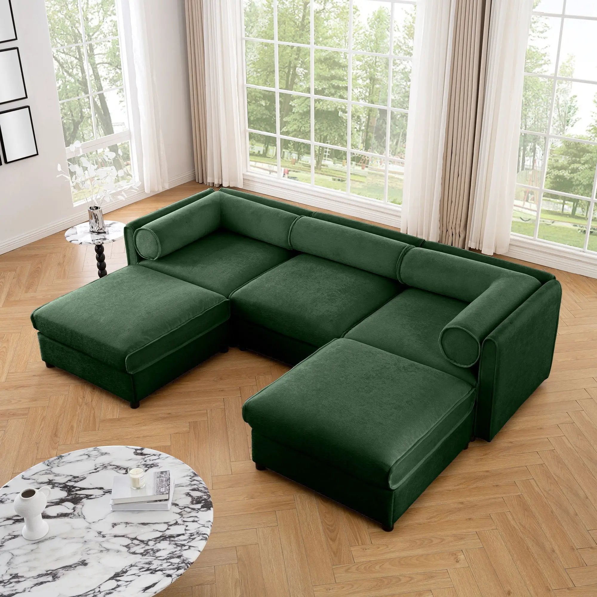 Contemporary Elegant Sofa With Storage And Ottoman by Unique Piece Furniture