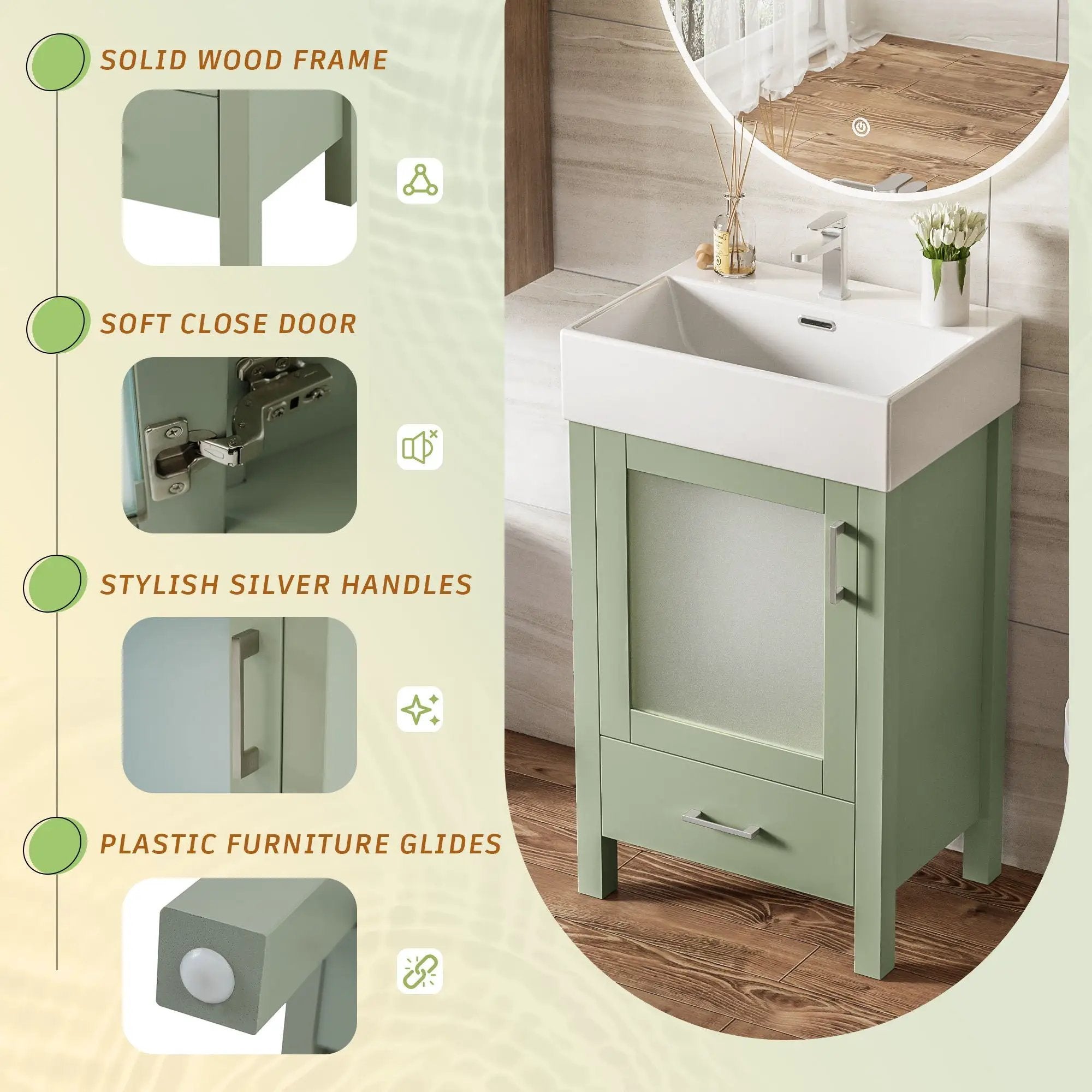 Bathroom Vanity With Ceramic Sink And Ample Storage, Ideal For Small Bathrooms by HouseOfZazla