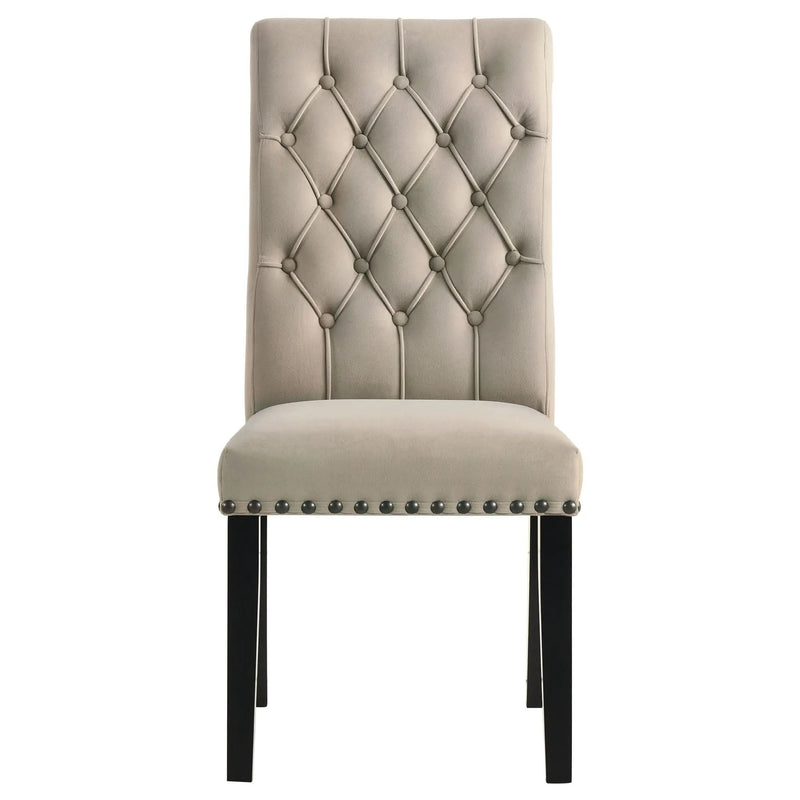 Alana Velvet Upholstered Dining Side Chair Sand (Set of 2) by Unique Piece Furniture