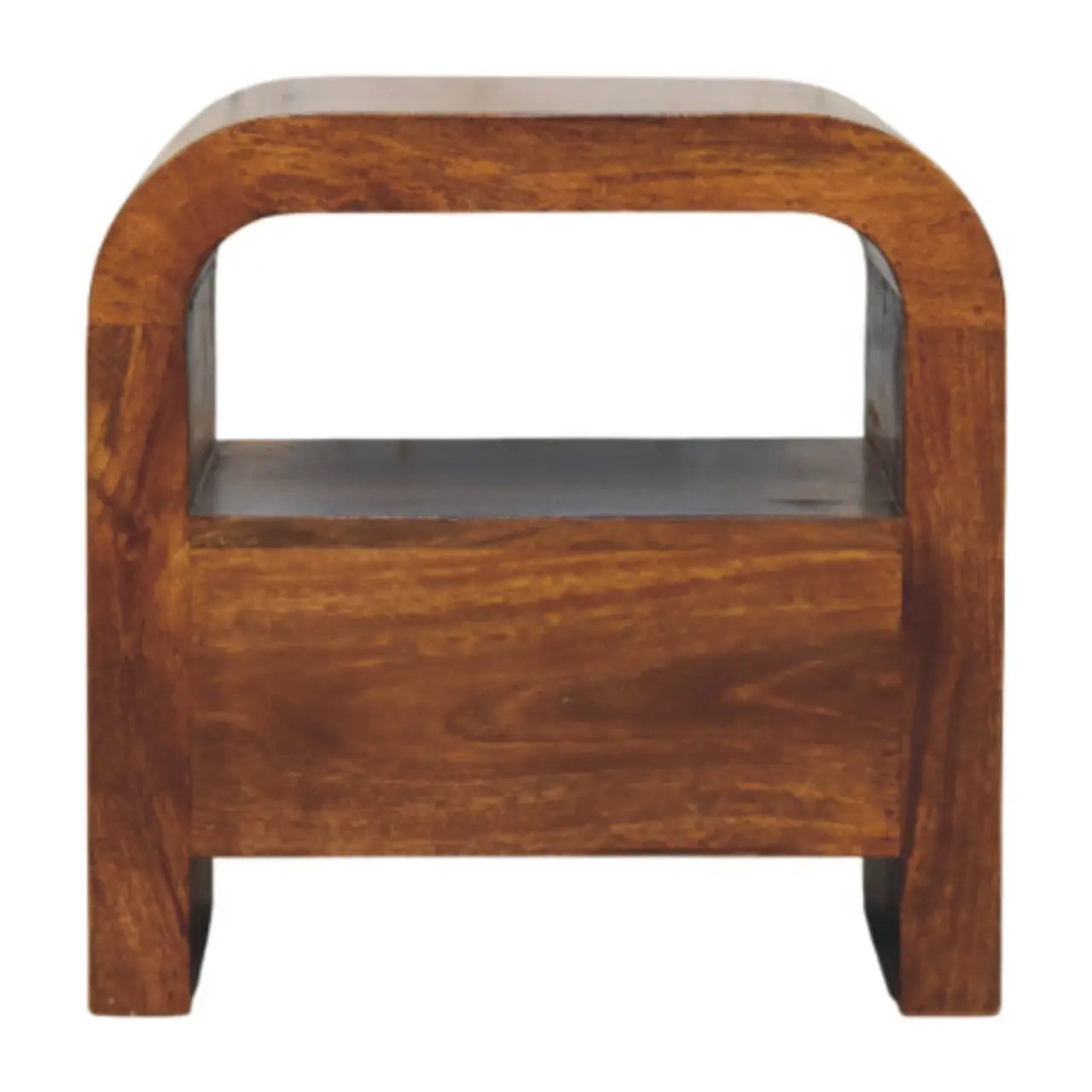 Solid Wood Darcy Nightstand, 1 Drawer and Open Shelf, Chestnut by HouseOfZazla