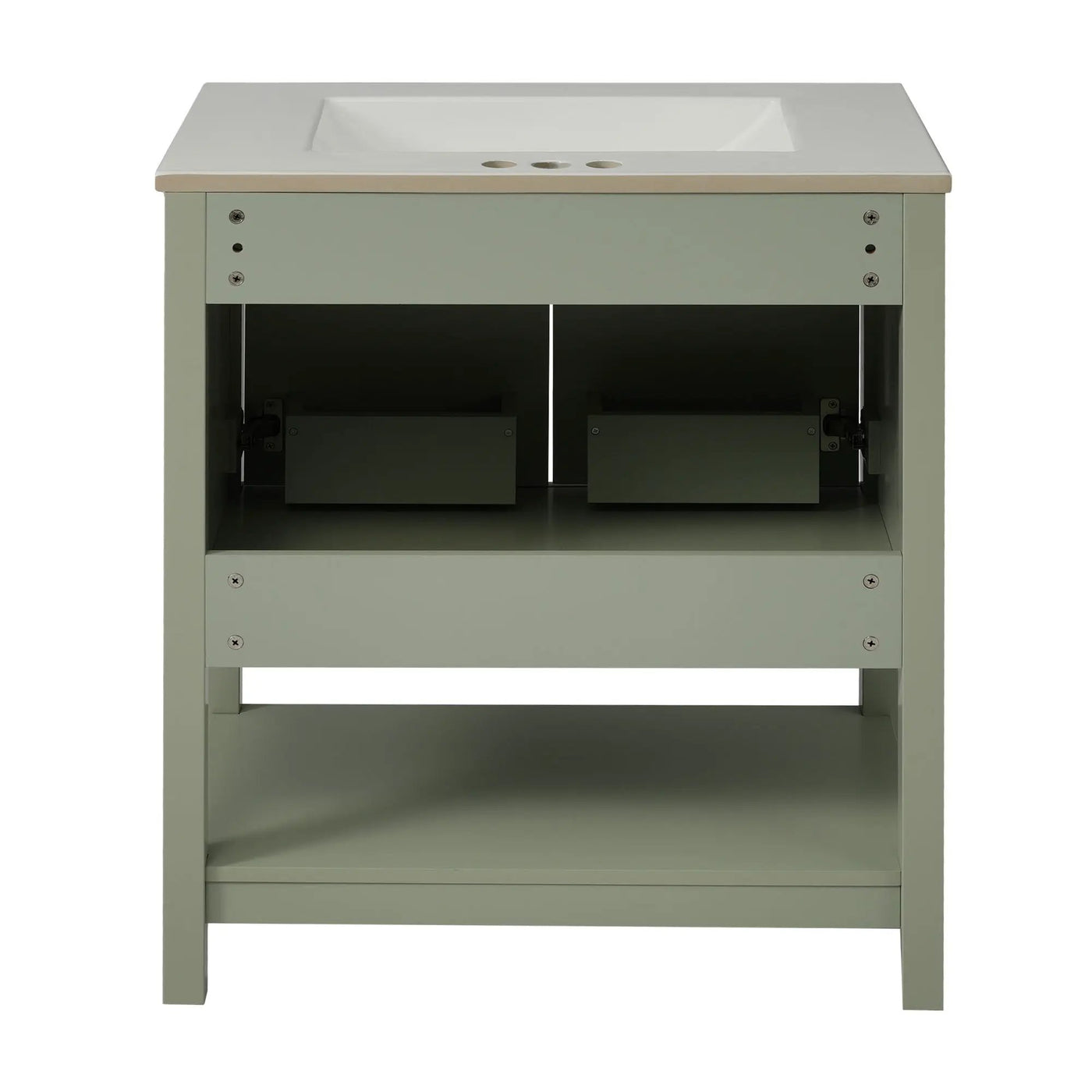 Elegant Bathroom Vanity With Ceramic Sink And Versatile Storage by HouseOfZazla