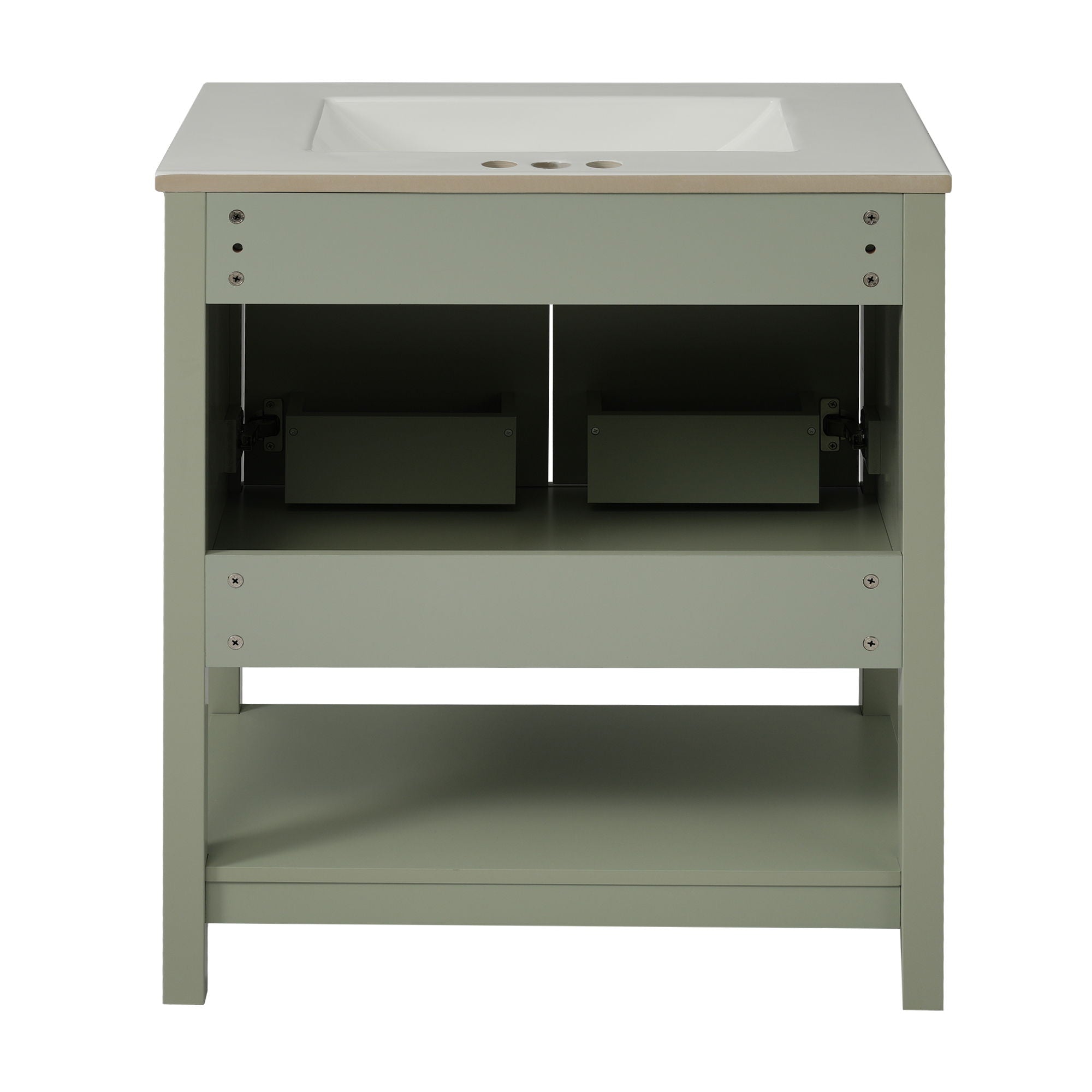 Elegant Bathroom Vanity With Ceramic Sink And Versatile Storage by HouseOfZazla