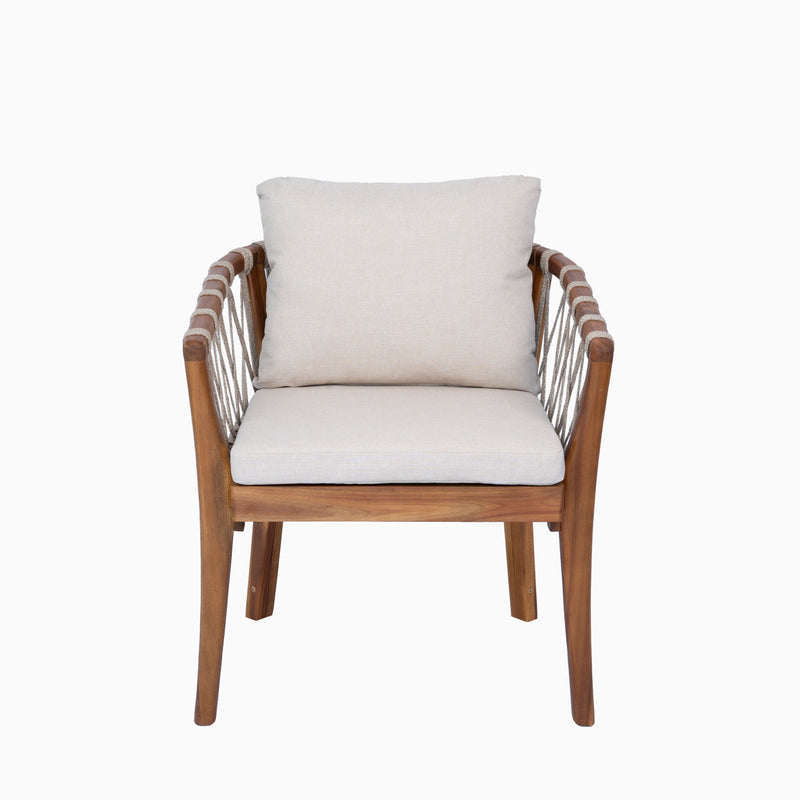 Outdoor Dining Chairs Set for 2, Acacia Wood Frame with Teak Finish by HouseOfZazla