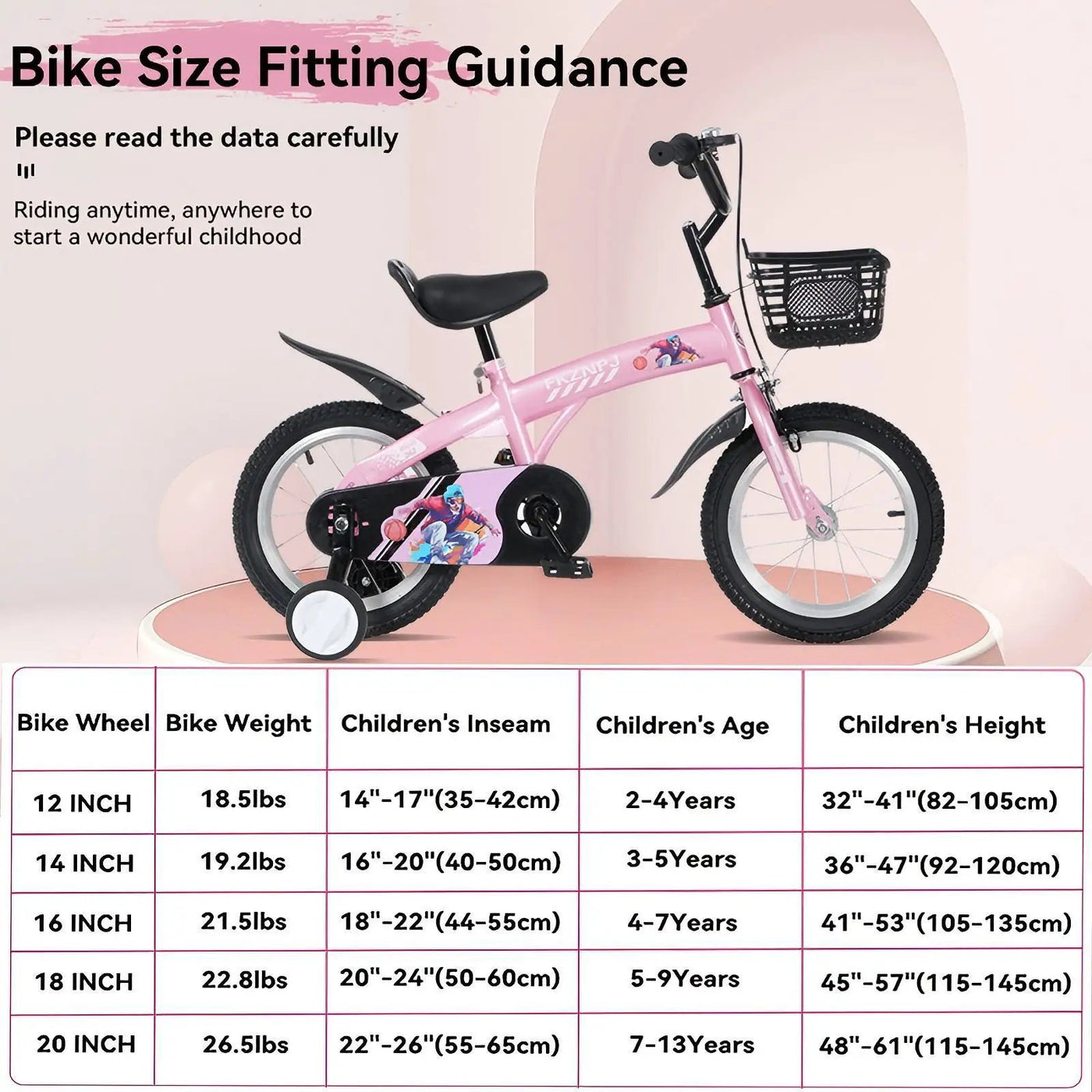 Fkznpj - 18" Sporty Kids Bike With Training Wheels And Stand Adjustable Saddle Suitable For Boys And Girls Aged 5 - 10 Years Tall Height 39 - 49" Available In A Variety Of Colors by HouseOfZazla
