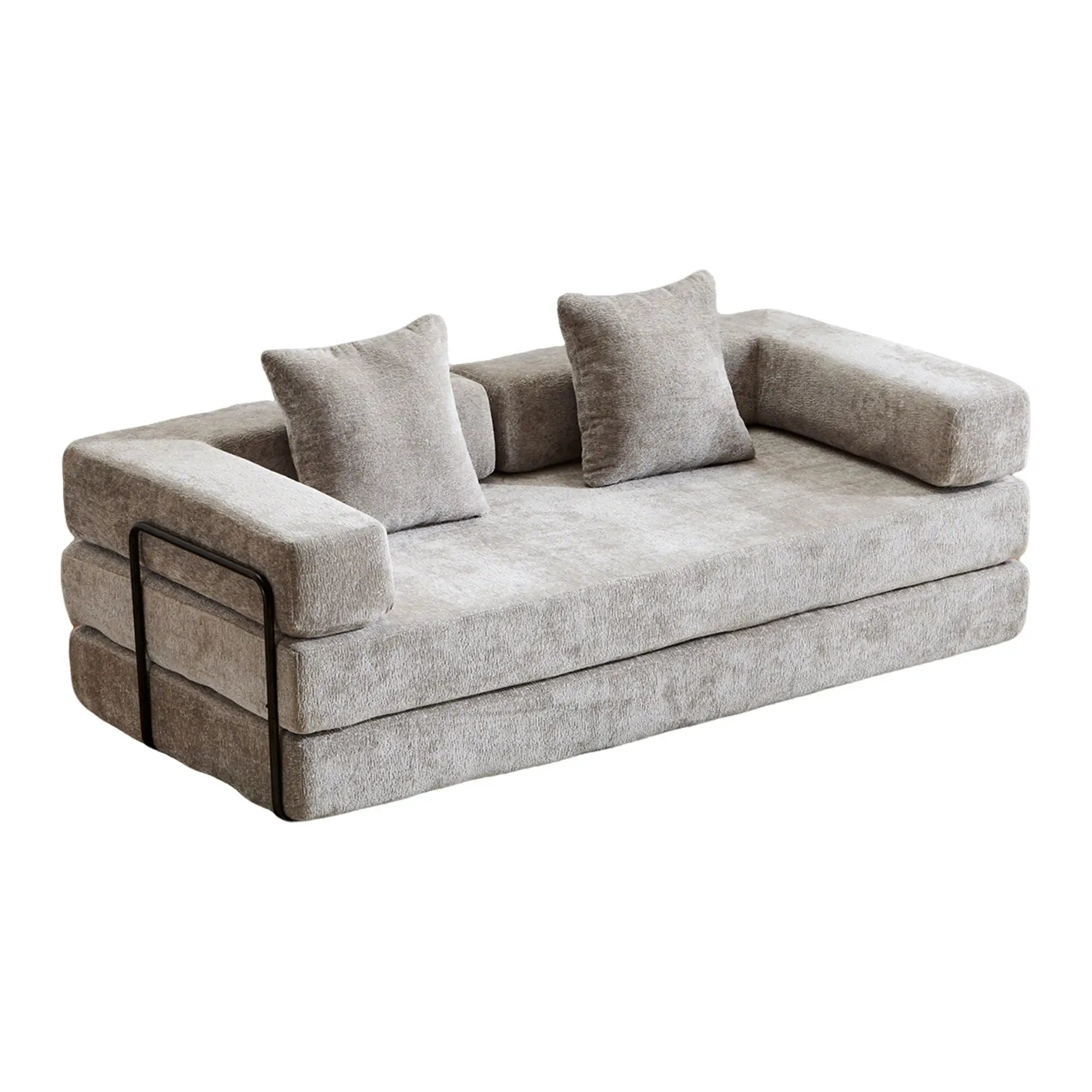 Convertible Floor Sofa Bed With Pillow Back Support Armrest by HouseOfZazla