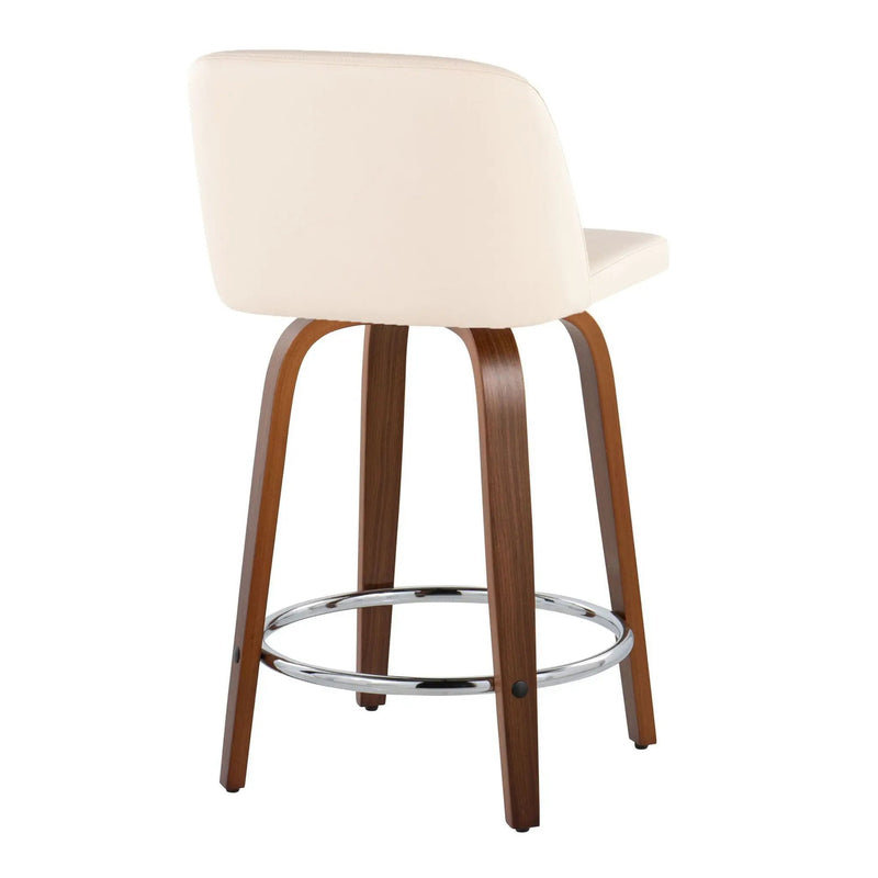 Toriano - Mid Century Modern Fixed Height Counter Stool With Swivel With Round Footrest (Set of 2) by HouseOfZazla