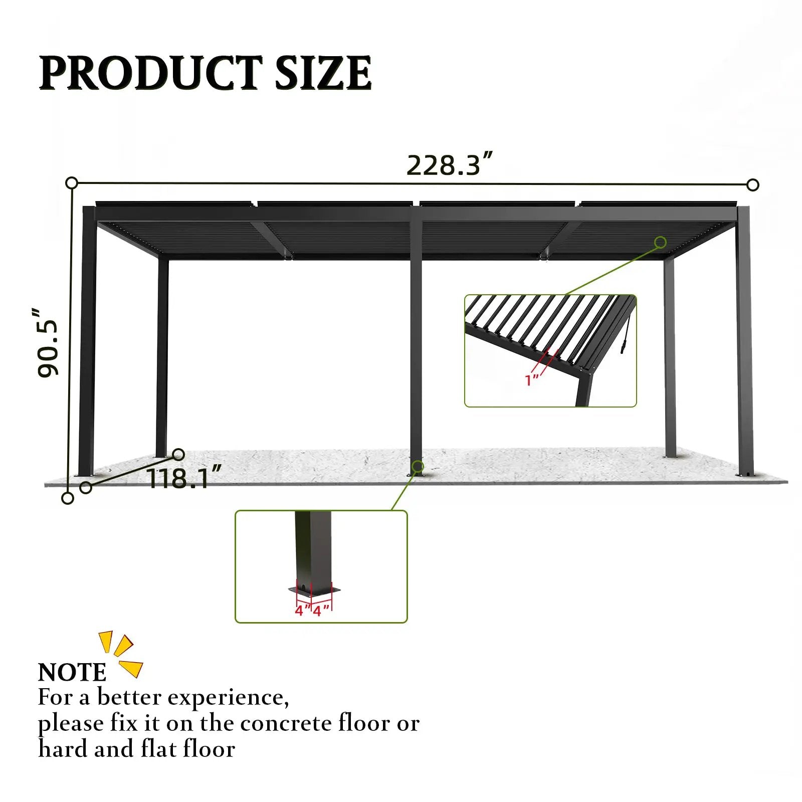8640E Louver Pergola 10x19ft Aluminum Frame & Steel Louvers by HouseOfZazla