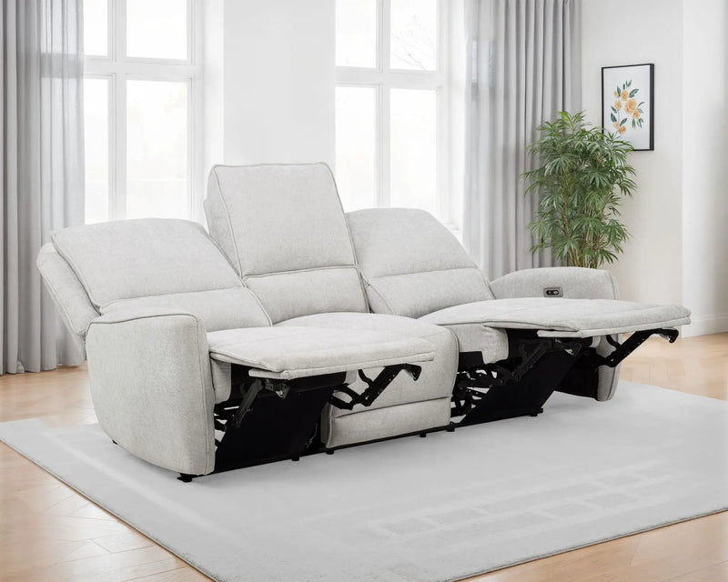 Sylmar Chenille Upholstered Power Reclining Sofa Dove Grey by Unique Piece Furniture