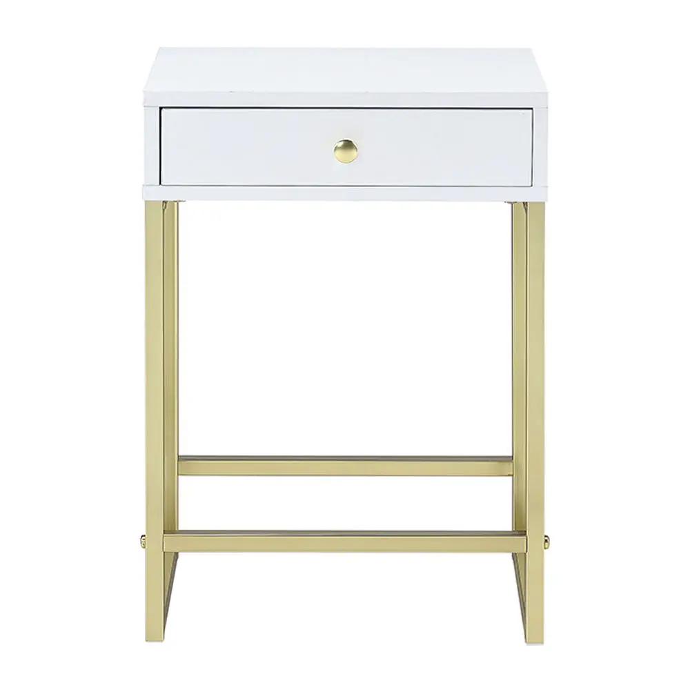 Coleen - Accent Table - White & Brass by Unique Piece Furniture