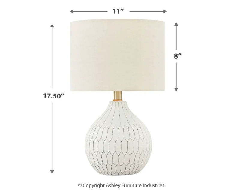 Wardmont - Ceramic Table Lamp - White by Unique Piece Furniture