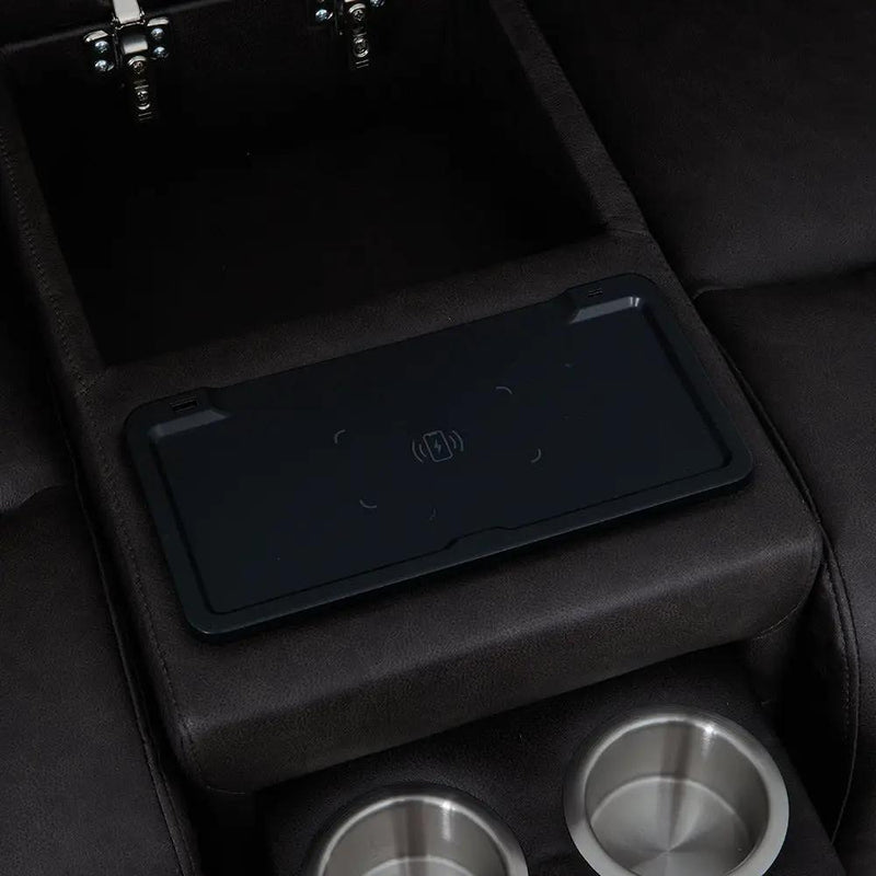 Wendell - Power Motion Loveseat With Console, Wireless Charger, Storage, USB & LED - Dark Gray by Unique Piece Furniture
